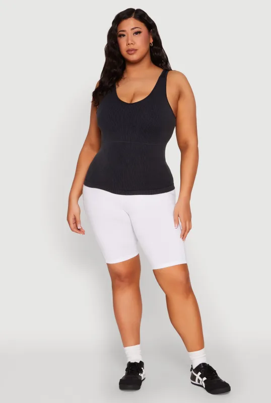 Plus Size Shelf Bra Mineral Wash Tank Top sold by Rainbow