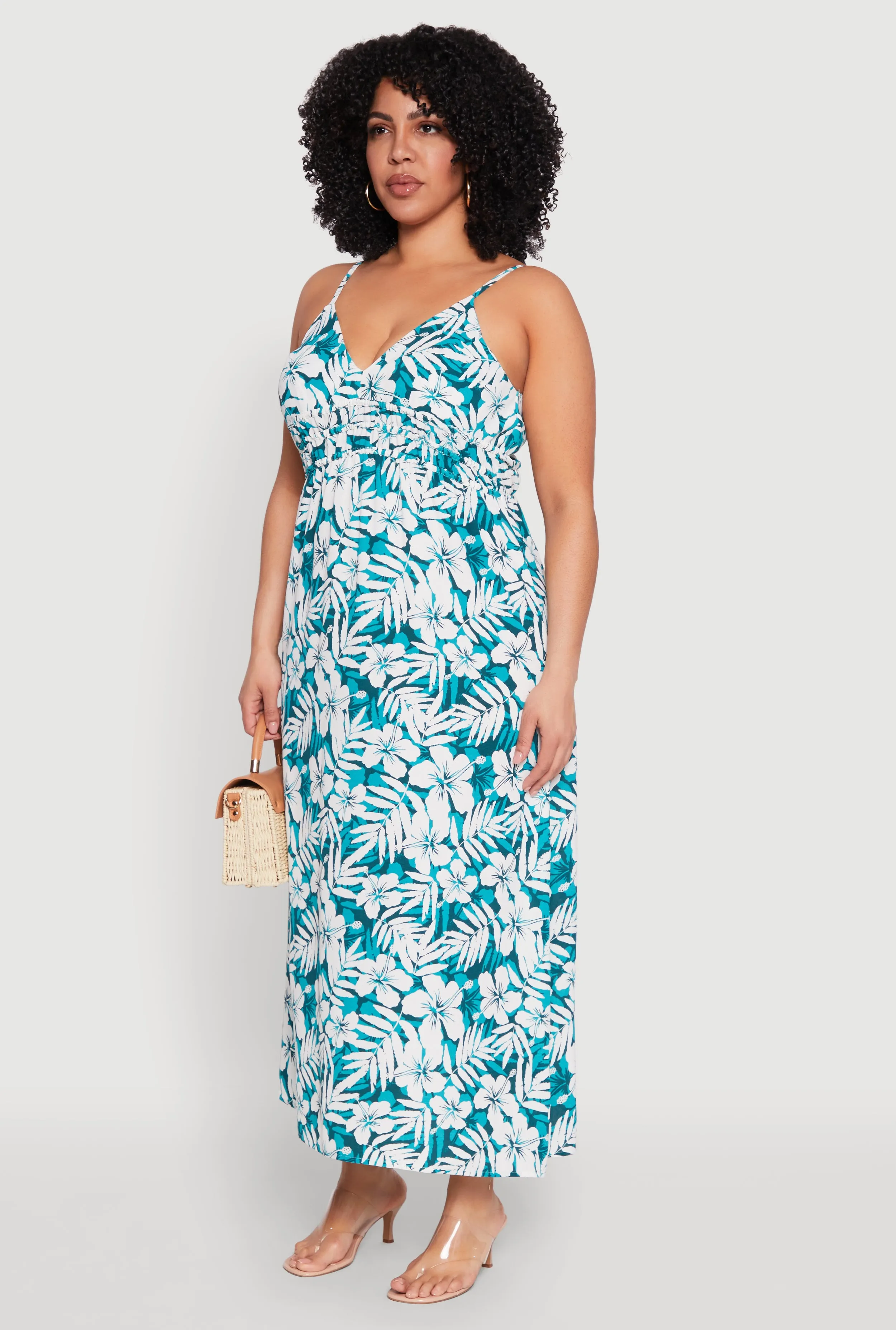 Plus Size Tropical Print Empire Waist Maxi Dress sold by Rainbow product image thumbnail 3