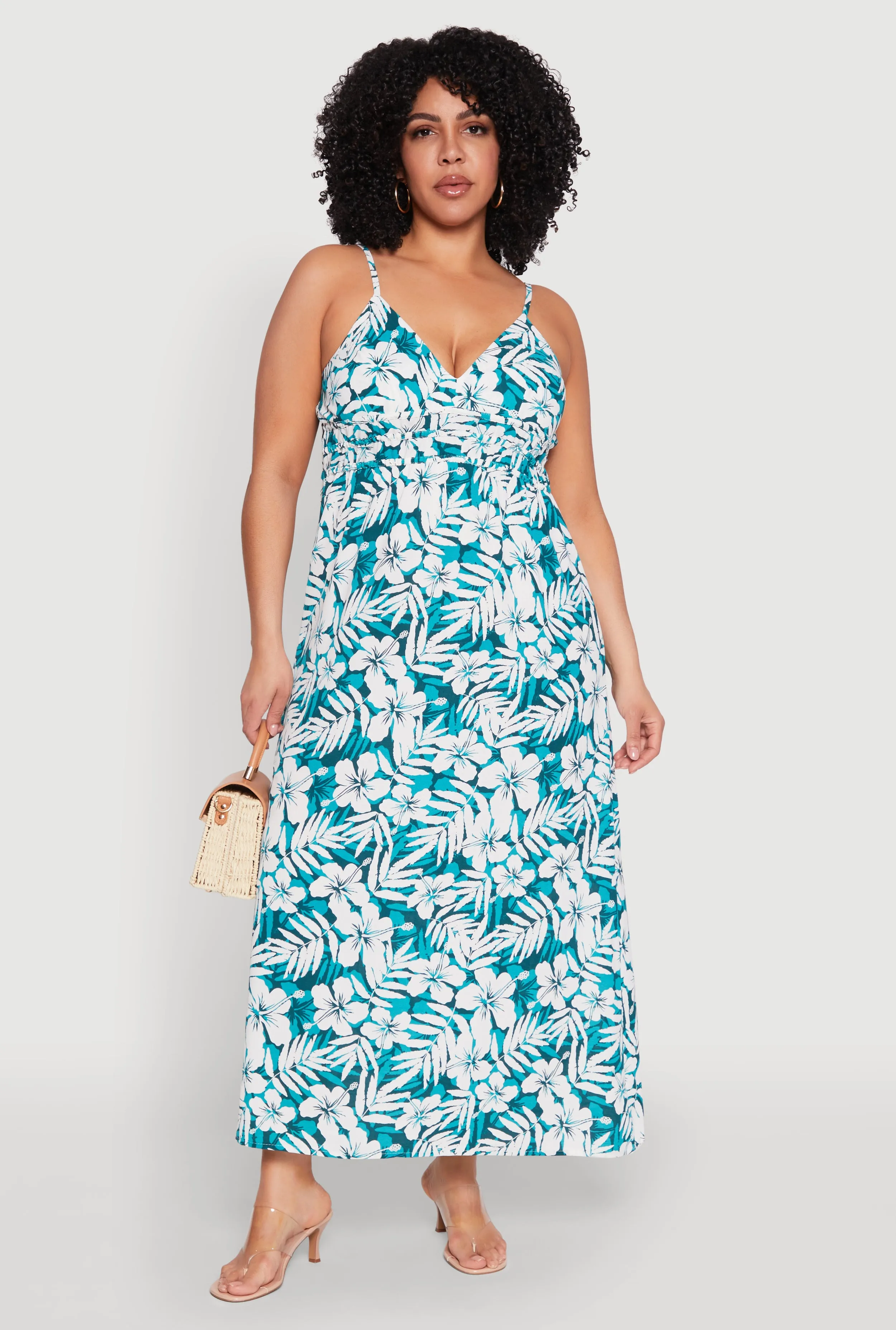 Plus Size Tropical Print Empire Waist Maxi Dress sold by Rainbow product image thumbnail 2