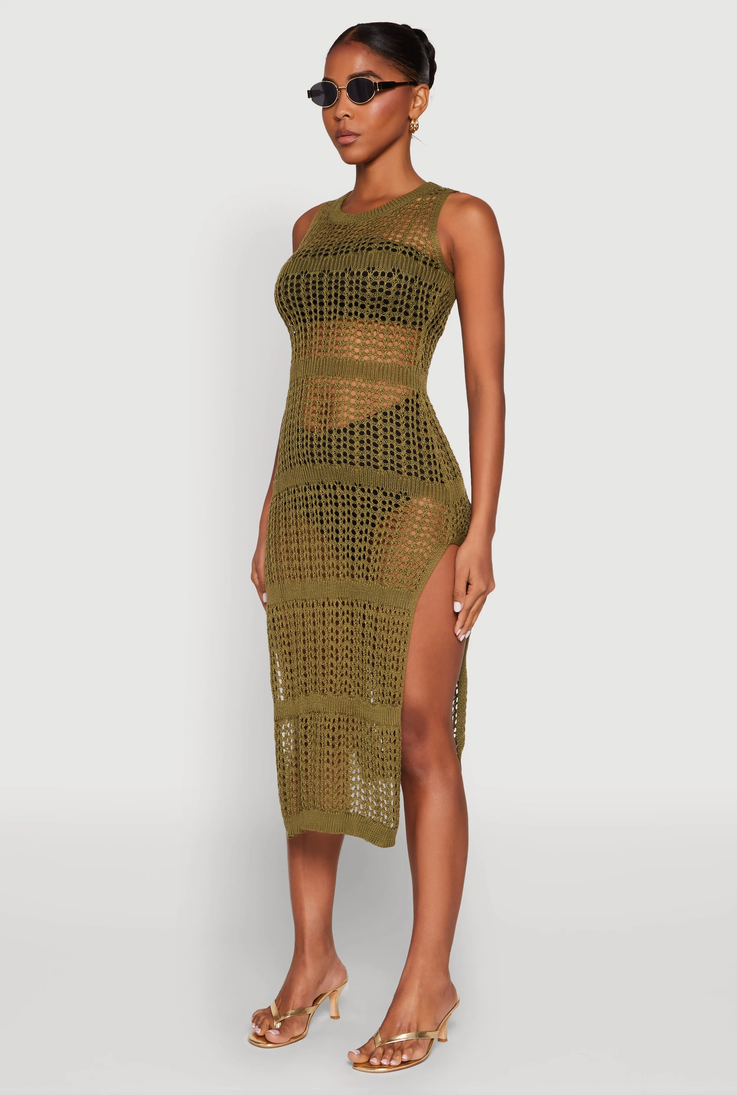 Side Slit Crochet Midi Dress sold by Rainbow product image thumbnail 3