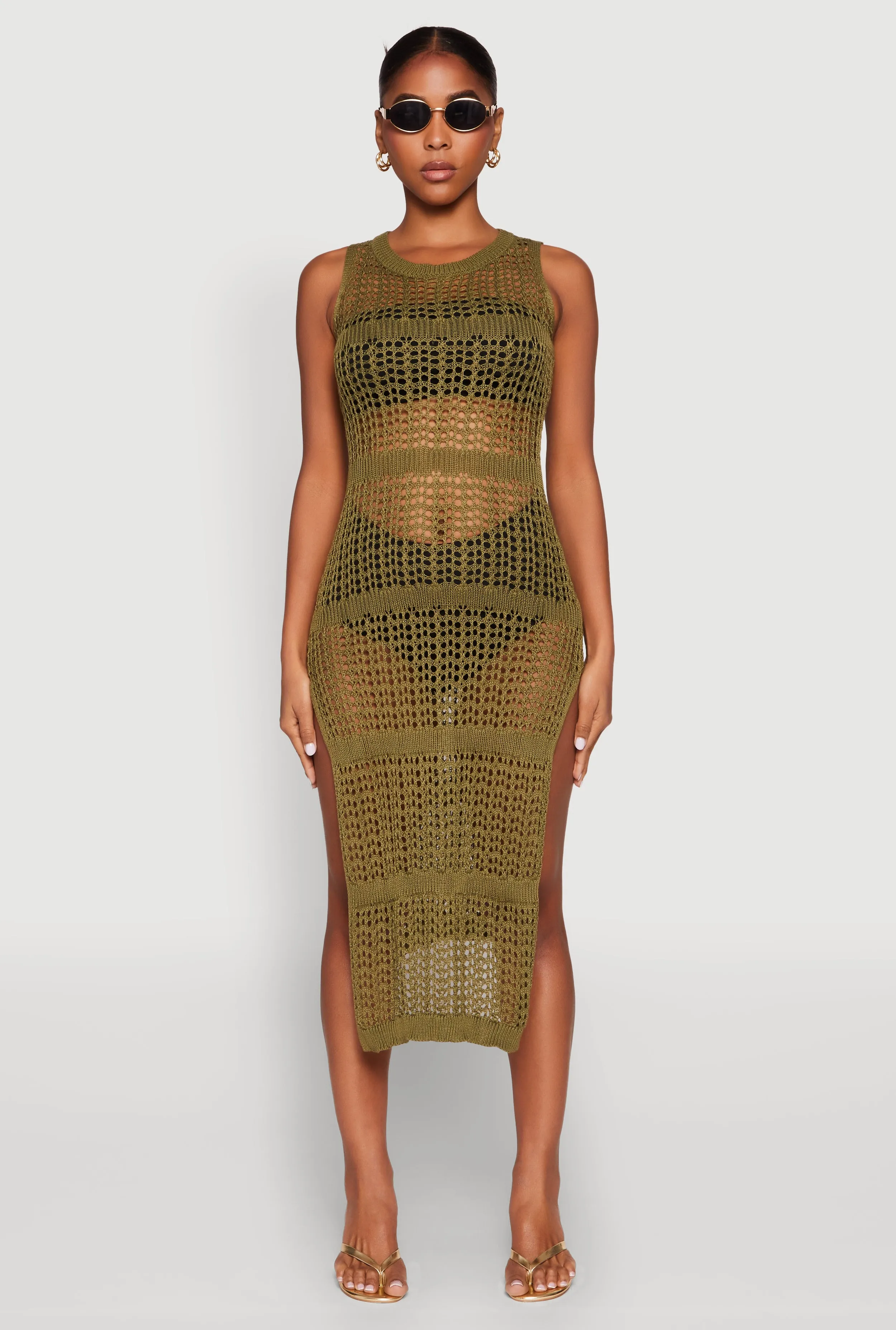 Side Slit Crochet Midi Dress sold by Rainbow product image thumbnail 2