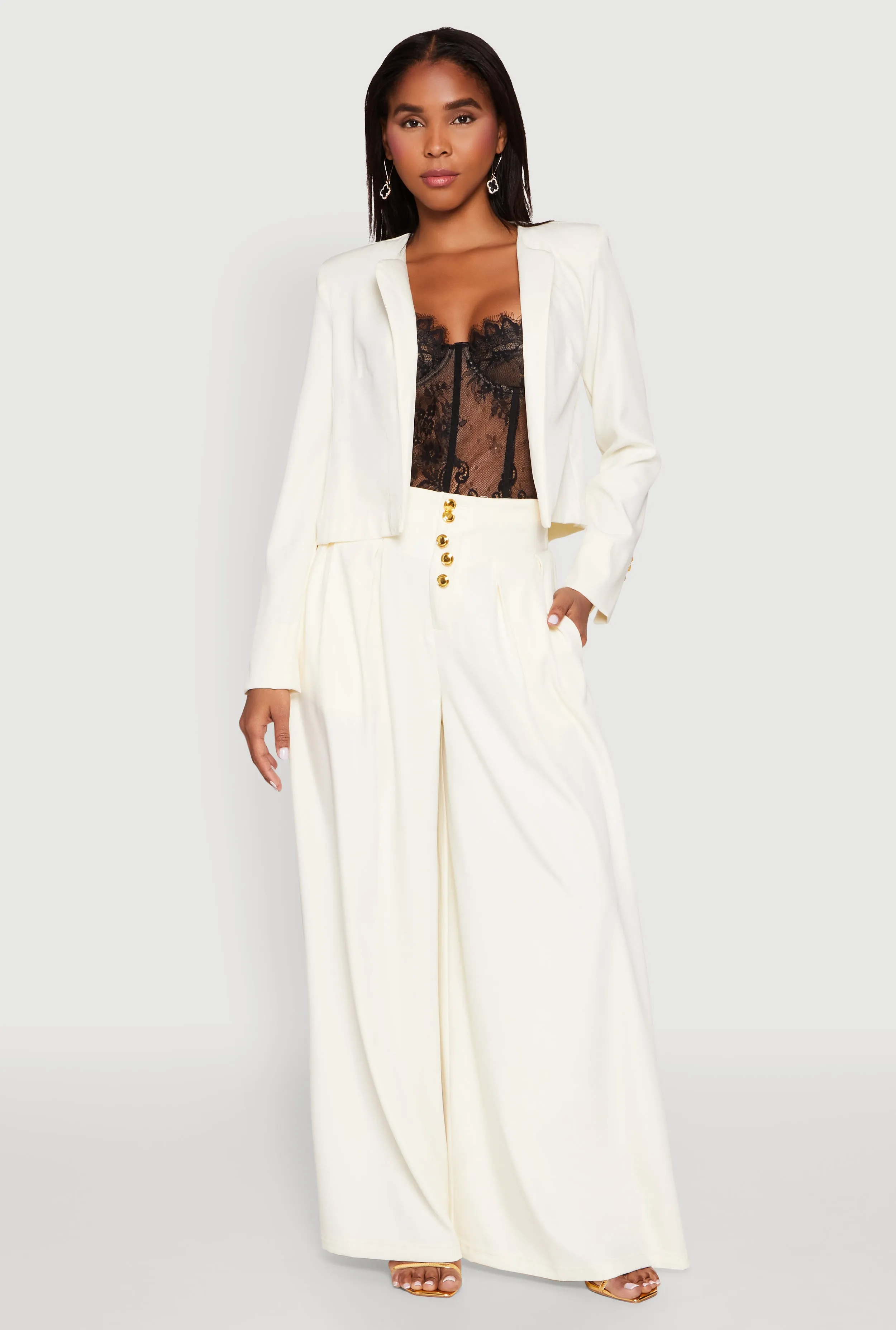 Paper Bag Waist Wide Leg Pants sold by Rainbow