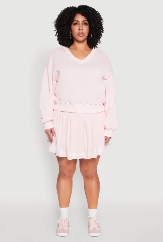 Plus Size Varsity Stripe Pleated Skirt sold by Rainbow