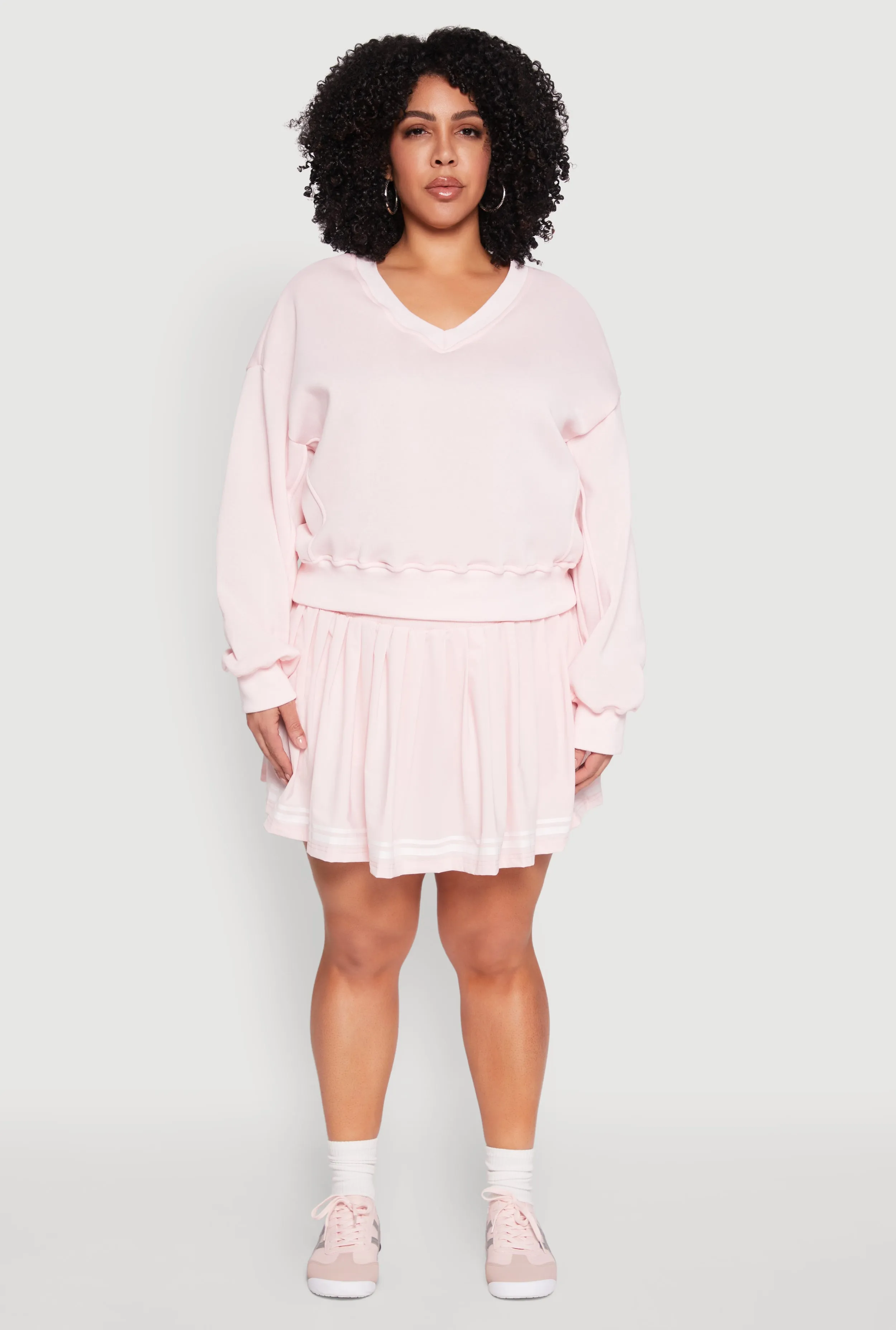 Plus Size Varsity Stripe Pleated Skirt sold by Rainbow