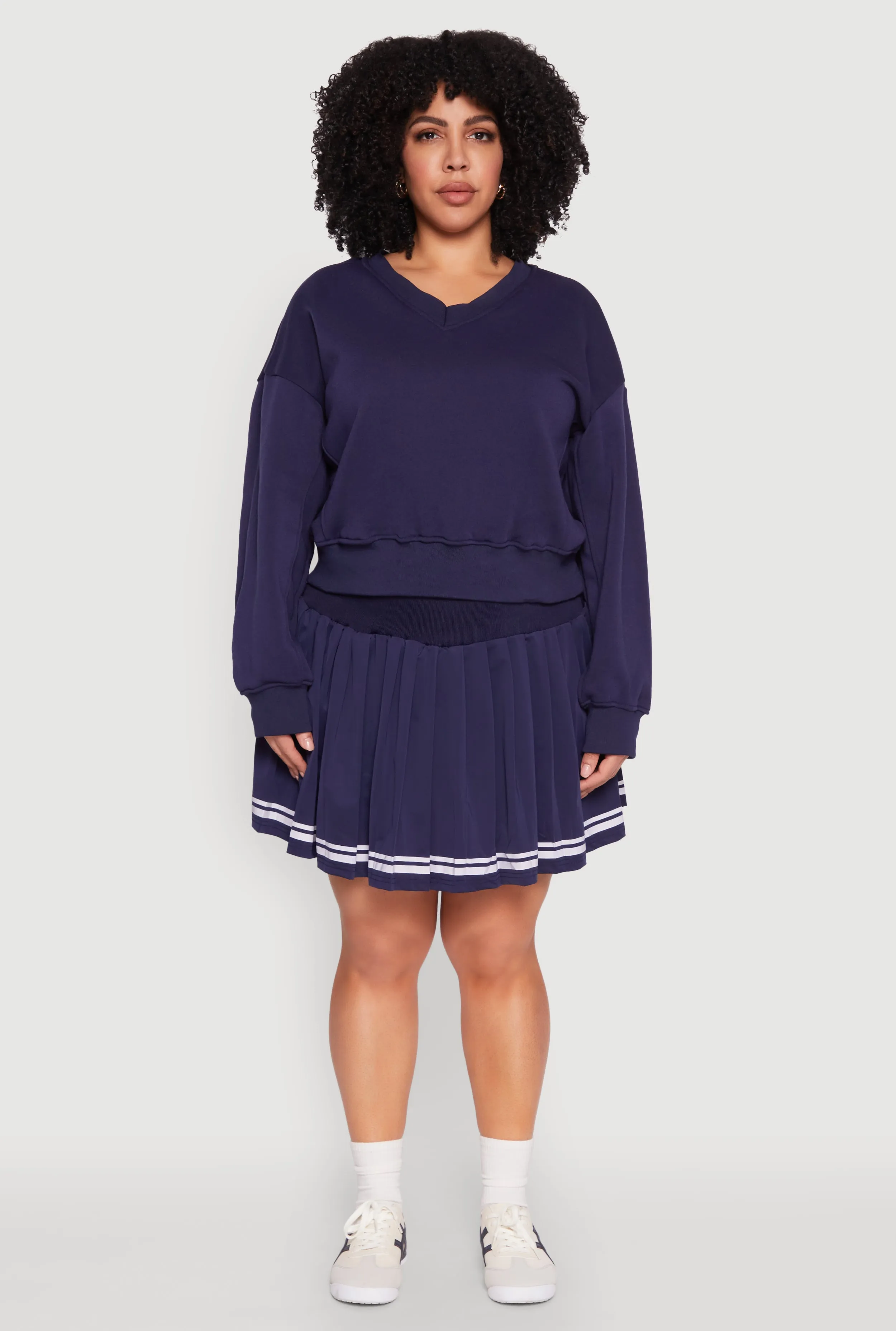 Plus Size Varsity Stripe Pleated Skirt sold by Rainbow product image thumbnail 2