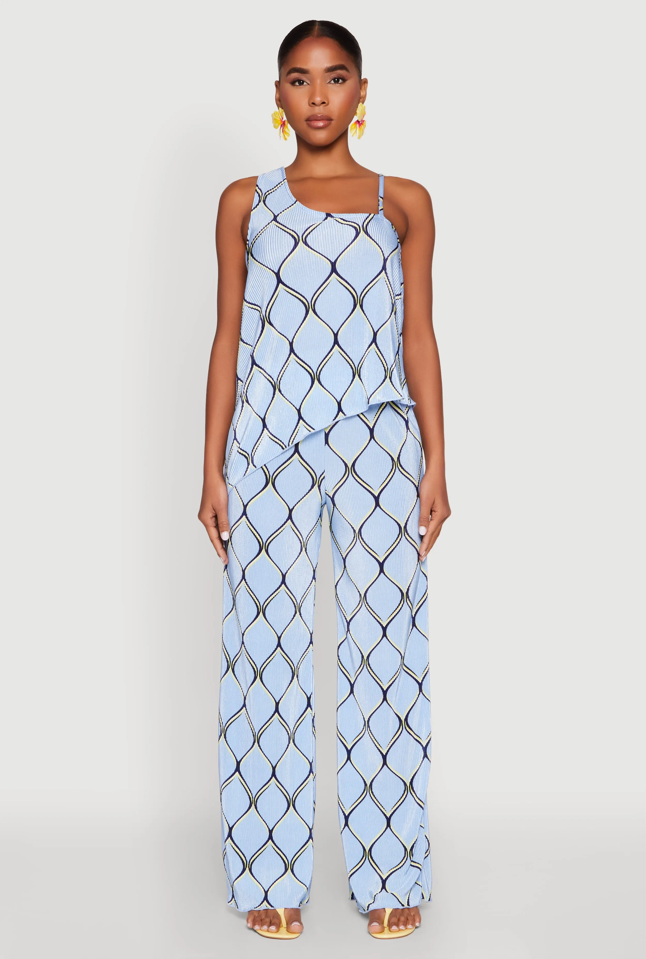 Almost Famous Printed Plisse Wide Leg Pants sold by Rainbow product image thumbnail 2