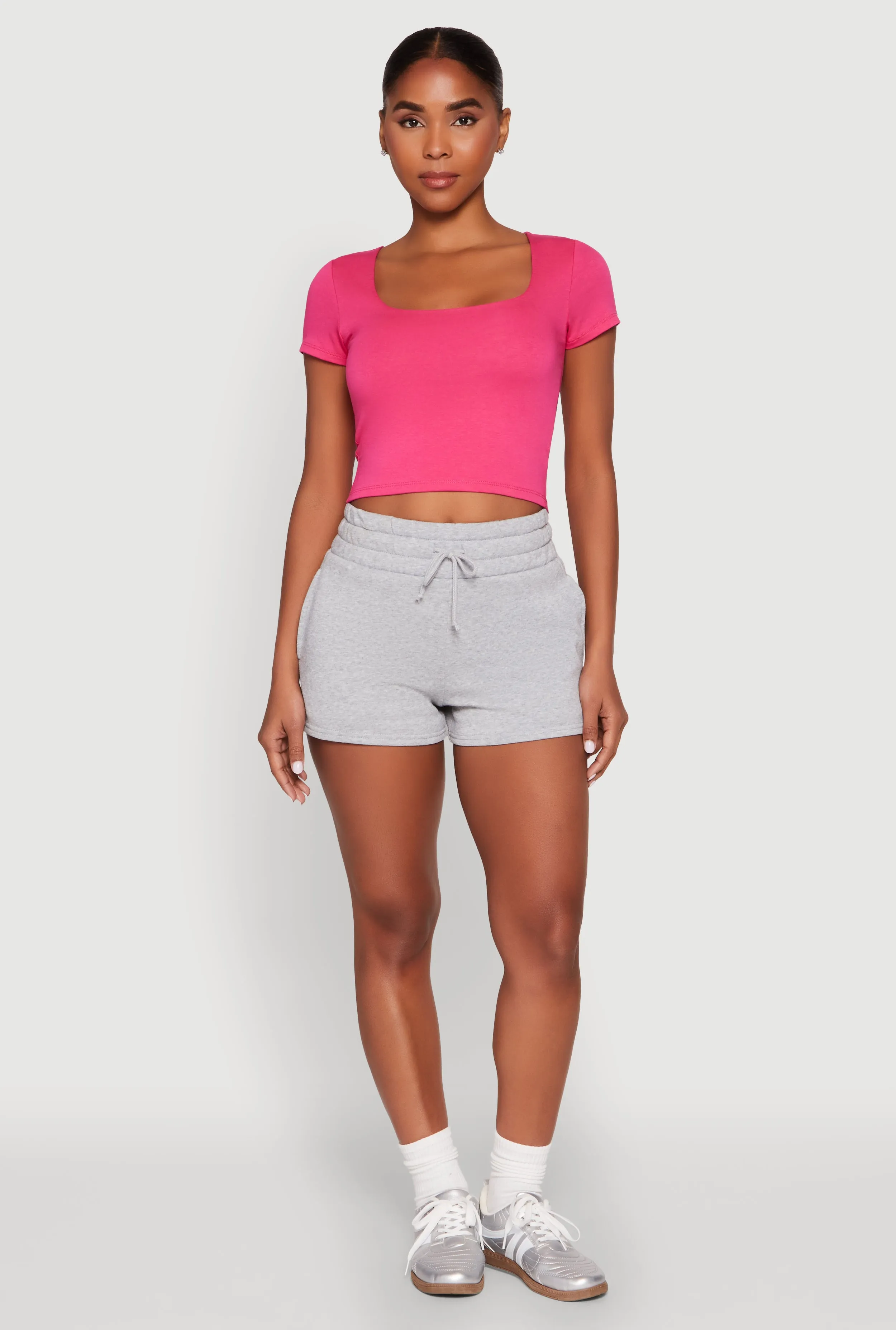 Basic Scoop Neck Cropped Tee sold by Rainbow