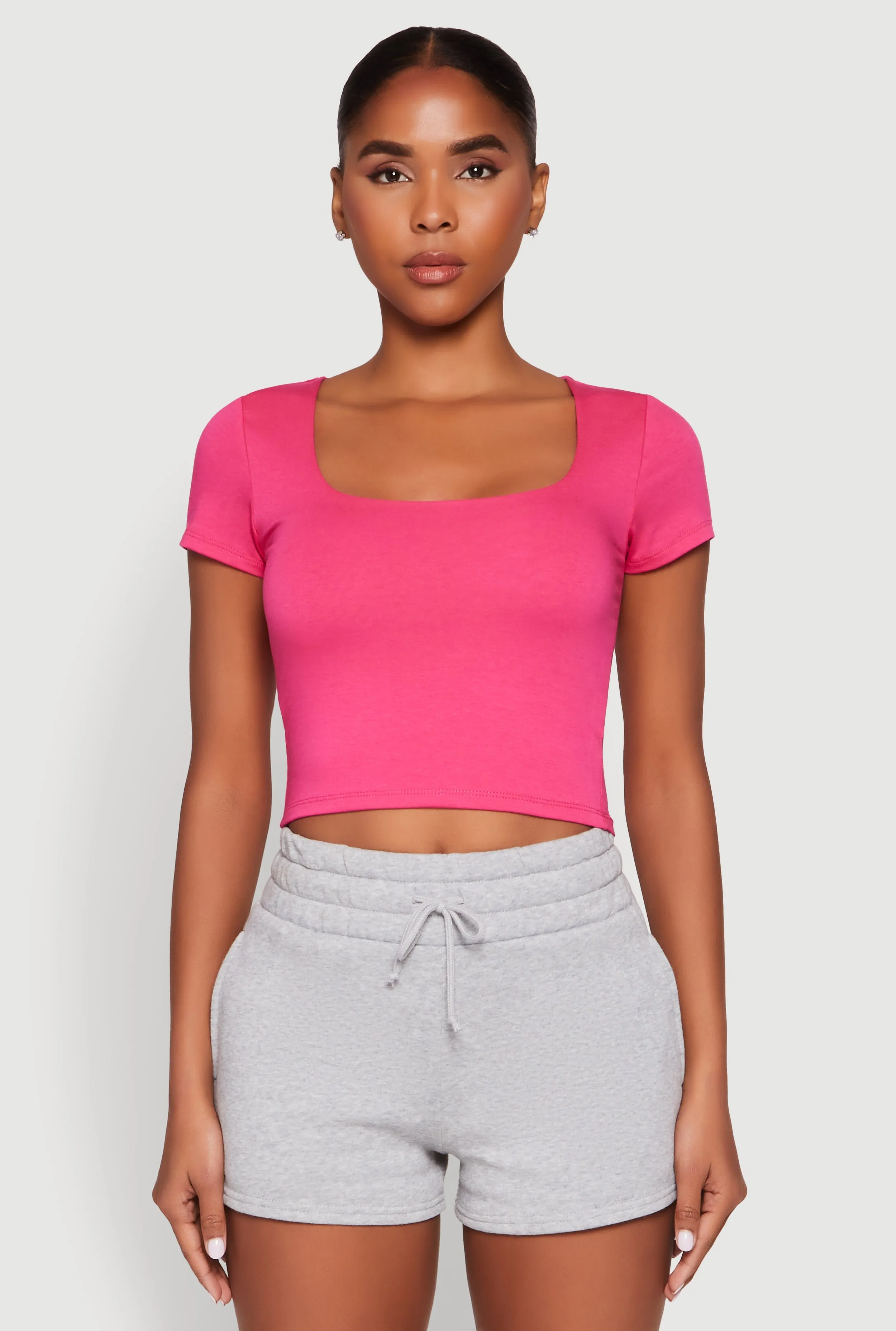Basic Scoop Neck Cropped Tee sold by Rainbow product image thumbnail 2
