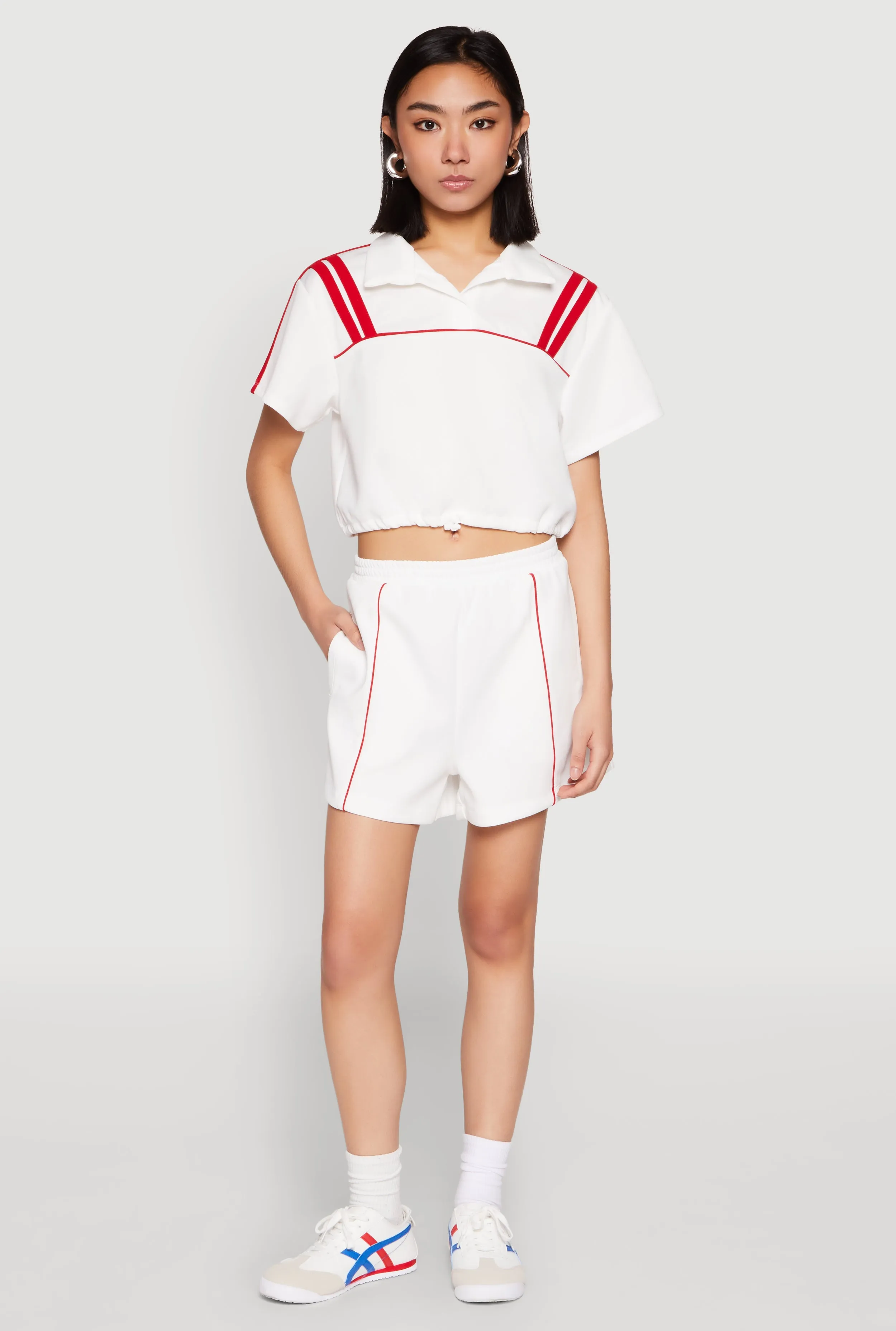 Contrast Piping Varsity Stripe Detail Crop Top sold by Rainbow product image thumbnail 2