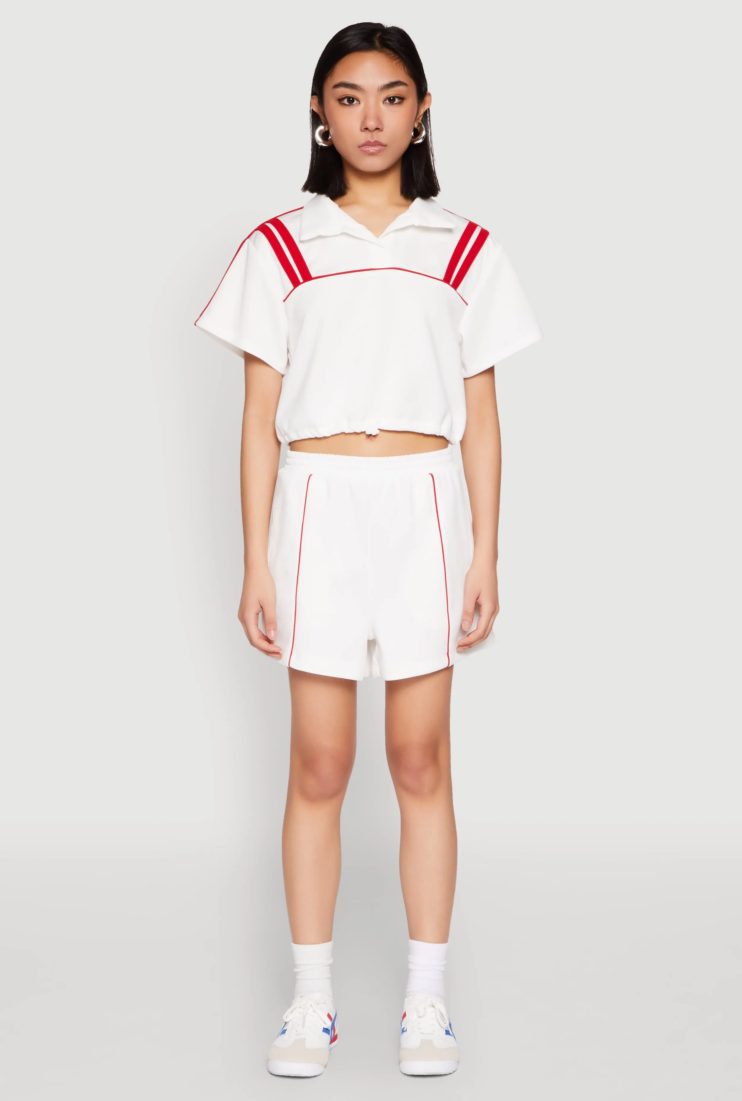 Contrast Piping Varsity Stripe Detail Crop Top sold by Rainbow product image thumbnail 3