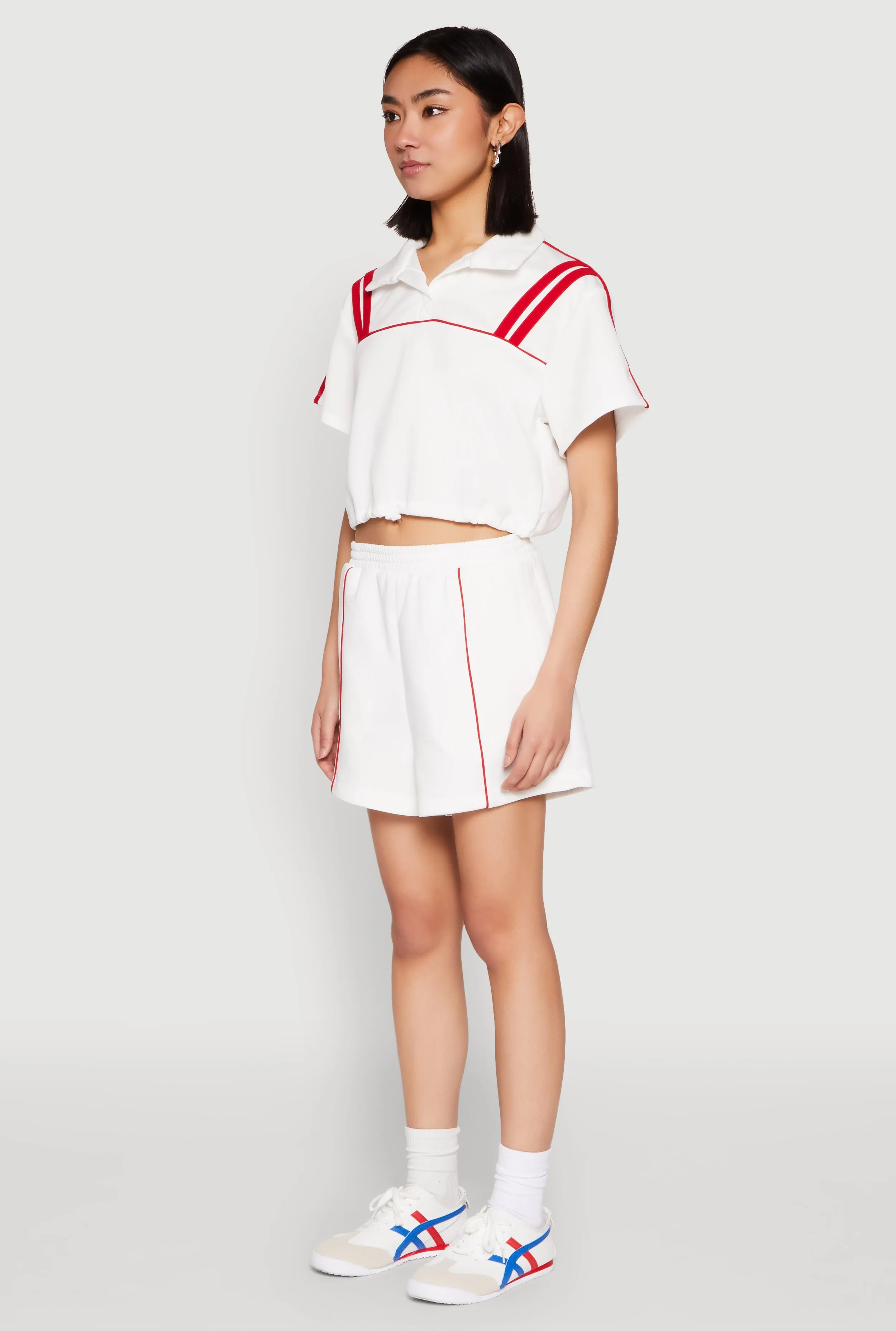 Contrast Piping Varsity Stripe Detail Crop Top sold by Rainbow product image thumbnail 5