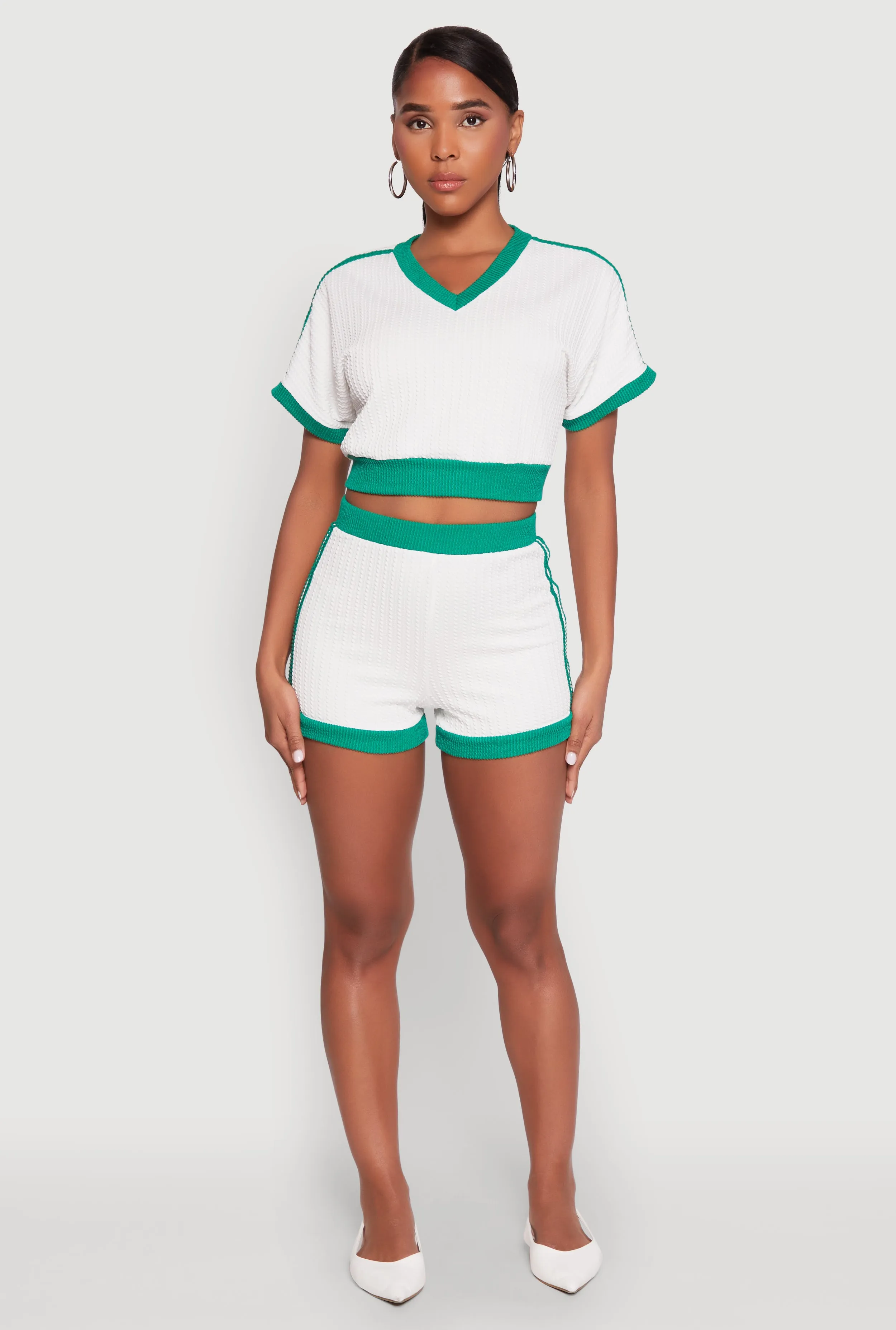 Contrast Trim Varsity Striped Shorts sold by Rainbow product image thumbnail 2