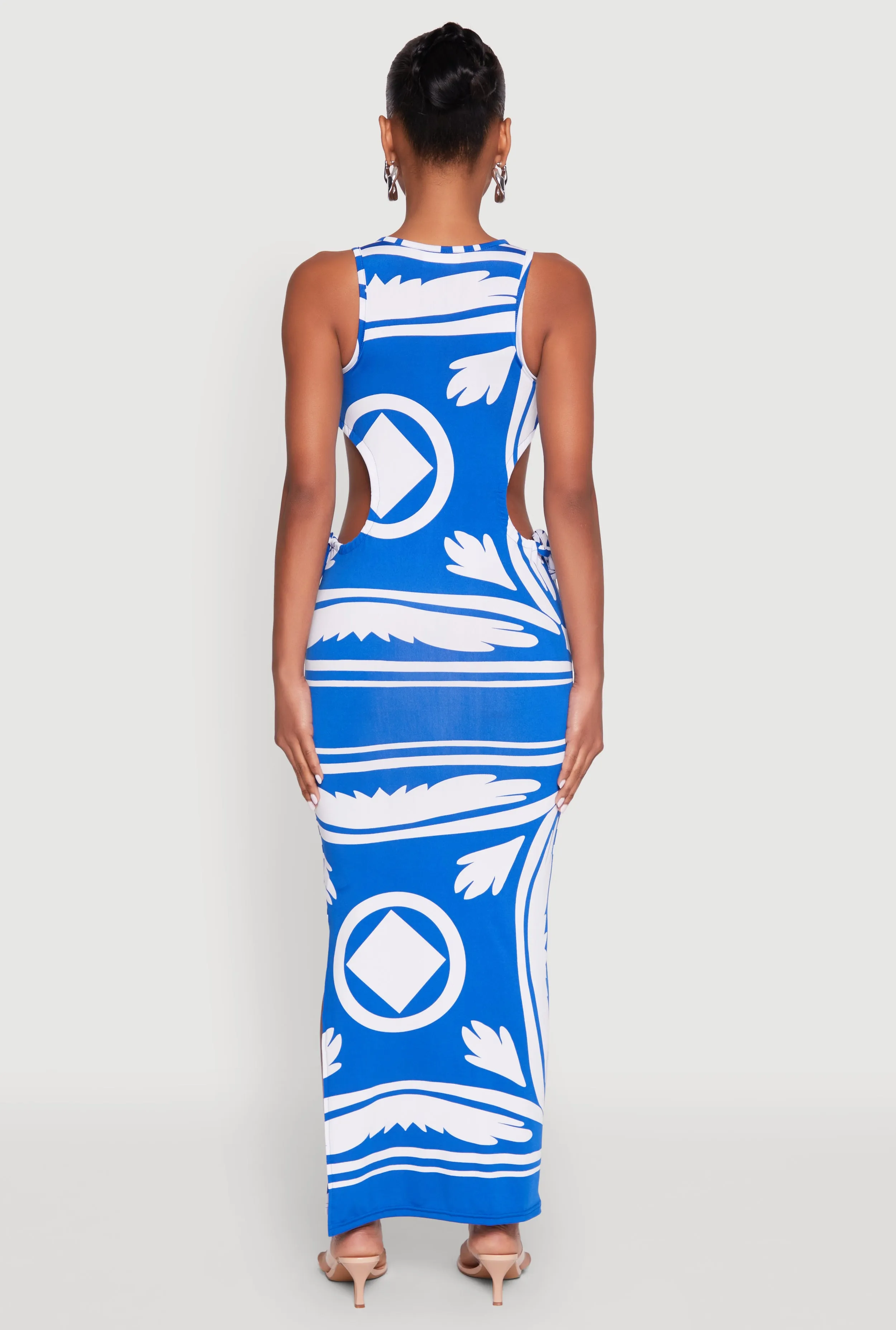 Patterned Drawstring Side Cut Out Maxi Dress sold by Rainbow product image thumbnail 5