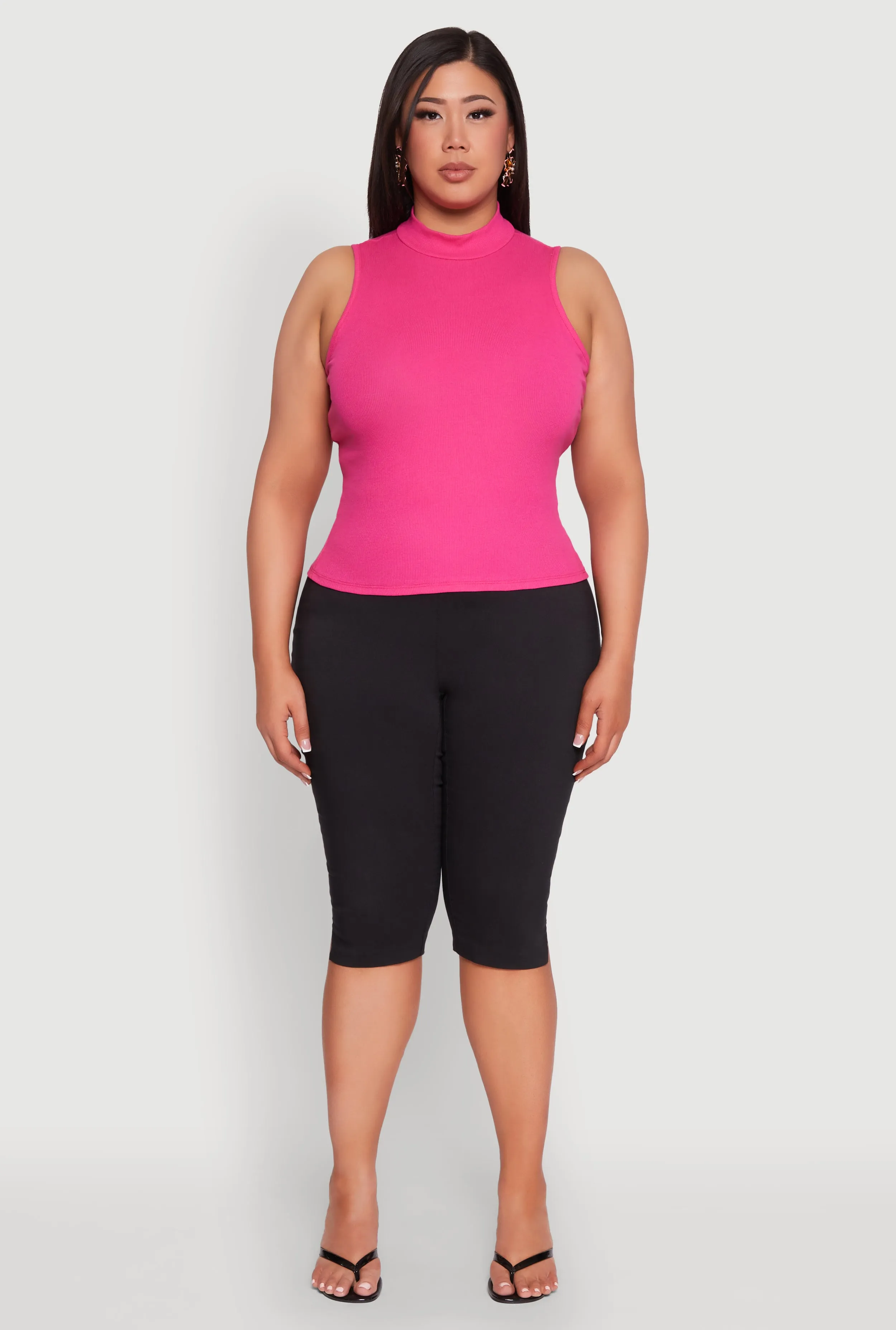 Plus Size Rib Knit Sleeveless Mock Neck Top sold by Rainbow product image thumbnail 3