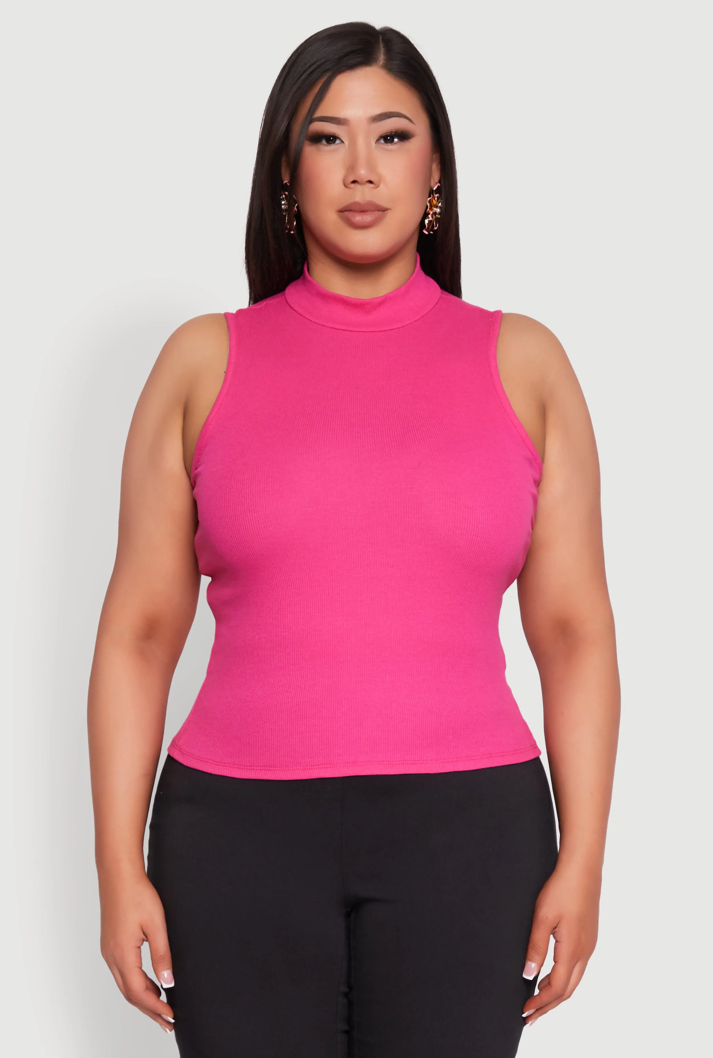 Plus Size Rib Knit Sleeveless Mock Neck Top sold by Rainbow product image thumbnail 2