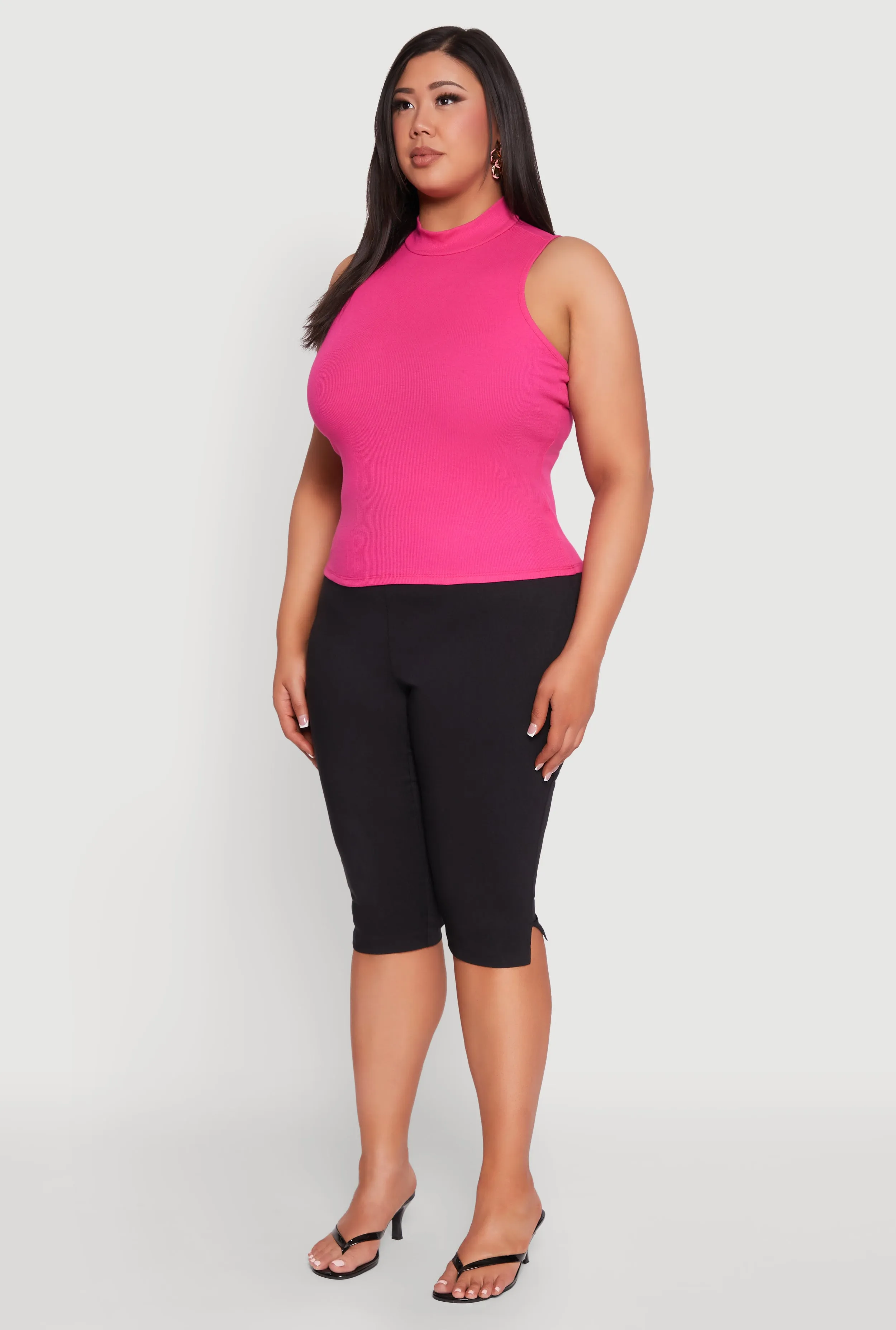 Plus Size Rib Knit Sleeveless Mock Neck Top sold by Rainbow product image thumbnail 5
