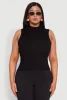 Plus Size Rib Knit Sleeveless Mock Neck Top sold by Rainbow