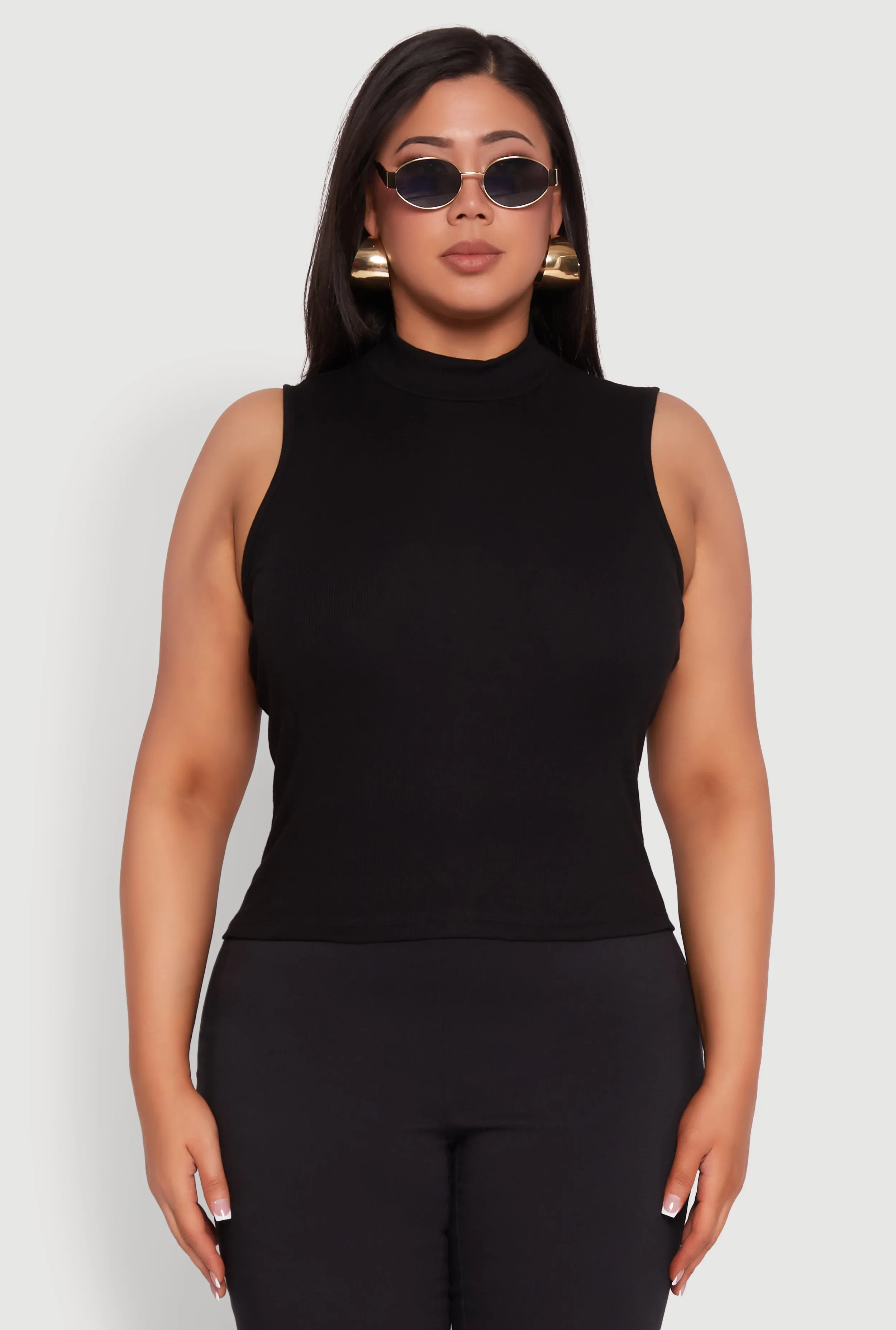 Plus Size Rib Knit Sleeveless Mock Neck Top sold by Rainbow product image thumbnail 2