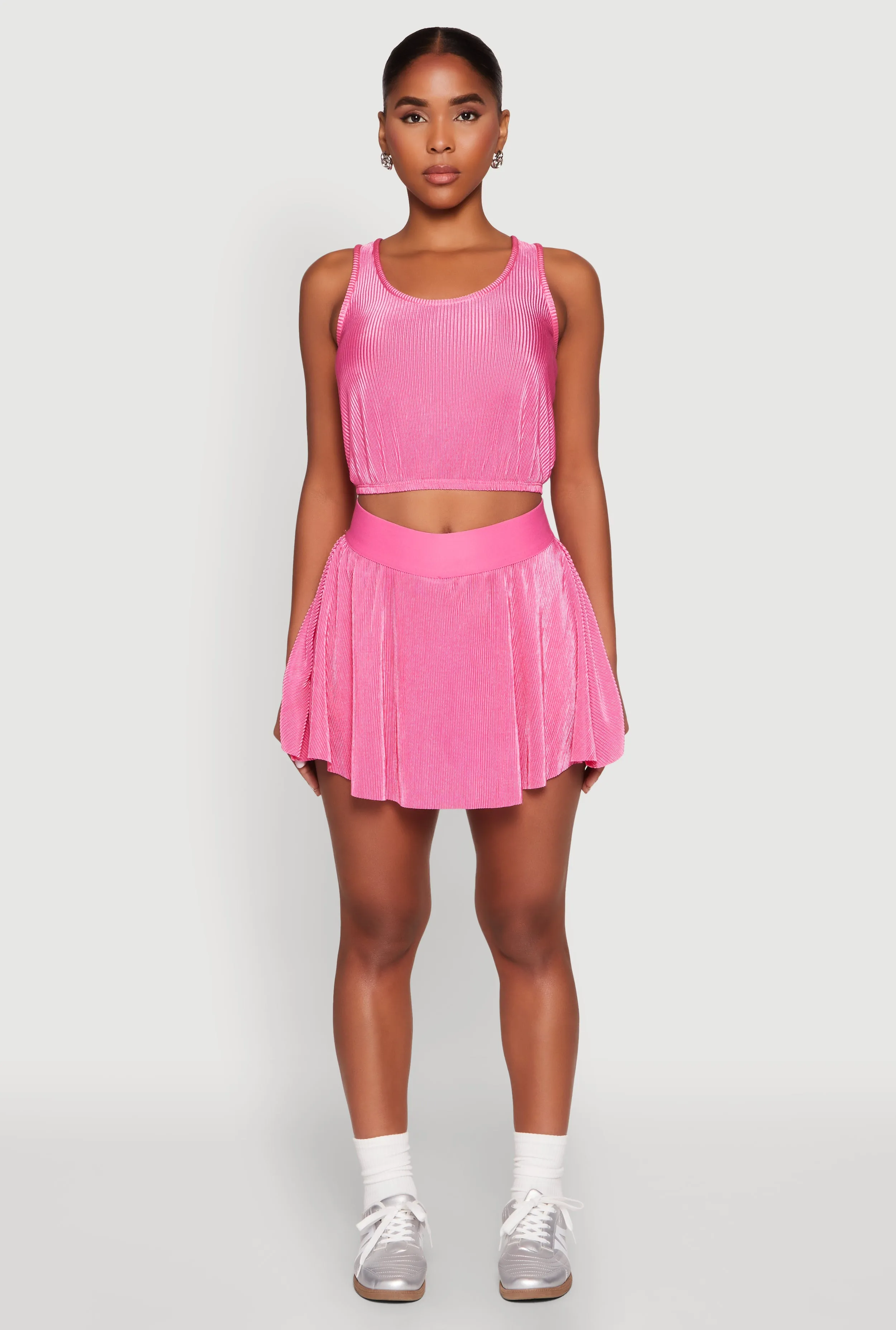 Almost Famous Plisse Lined Skater Skirt sold by Rainbow product image thumbnail 2