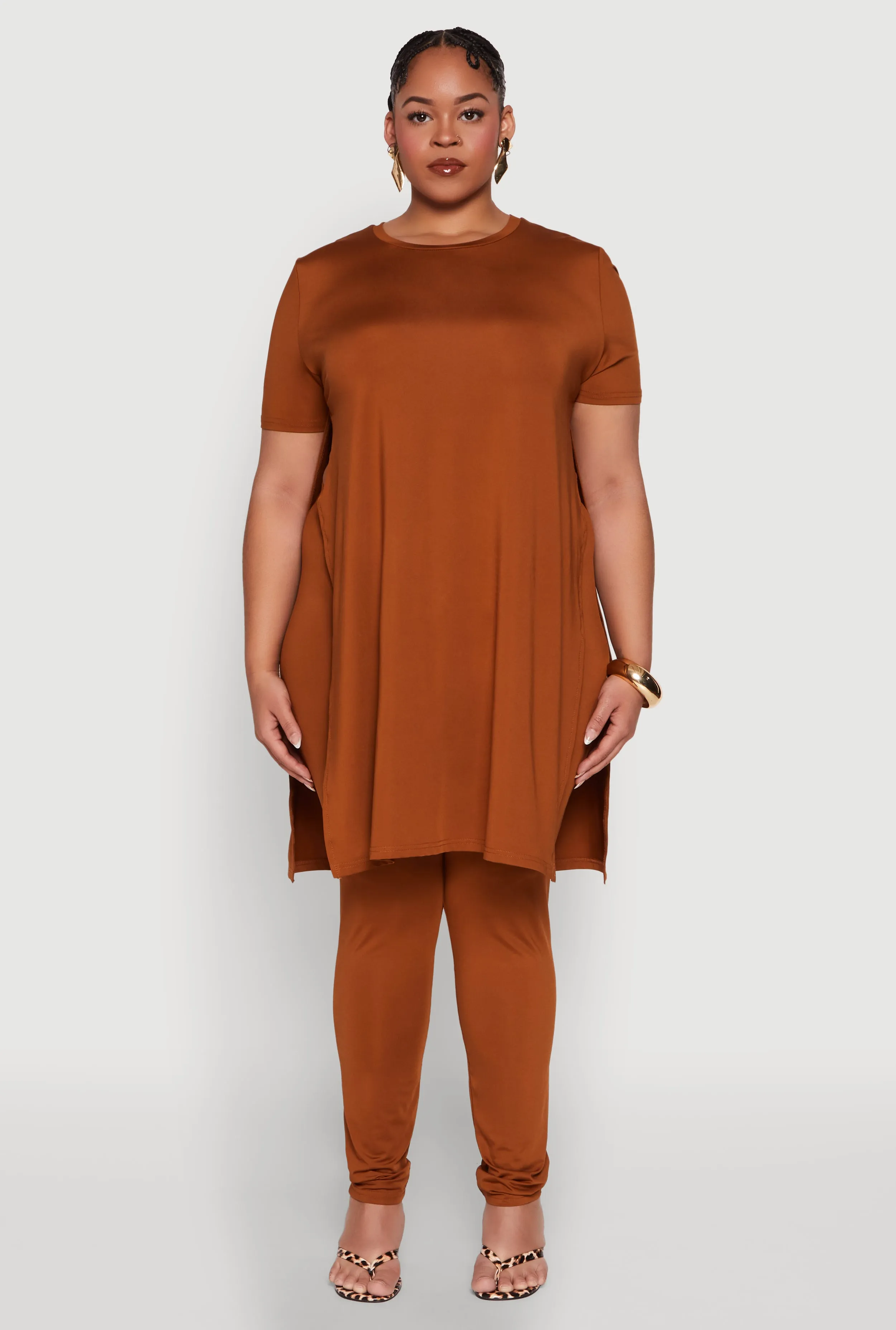 Plus Size Daisy Side Slit Crew Neck Tunic Top sold by Rainbow product image thumbnail 3