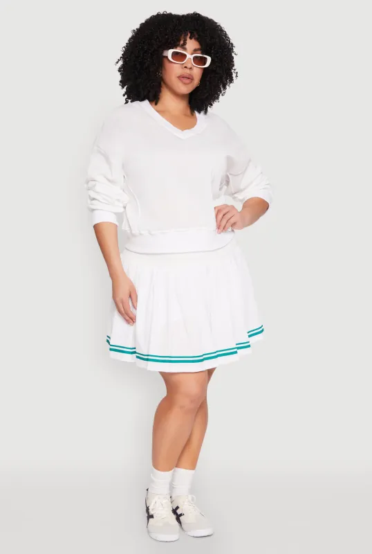 Plus Size Varsity Stripe Pleated Skirt sold by Rainbow