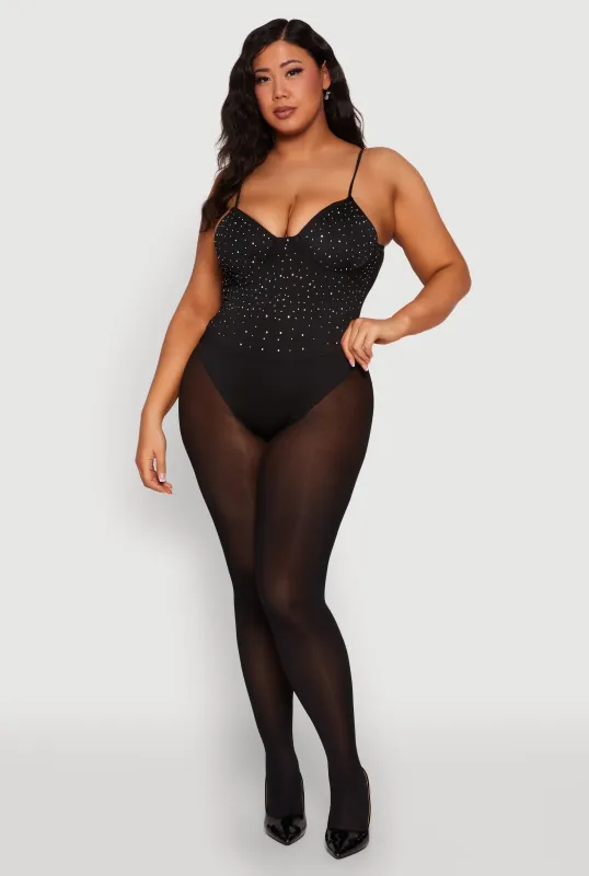 Plus Size Rhinestone Bustier Bodysuit sold by Rainbow