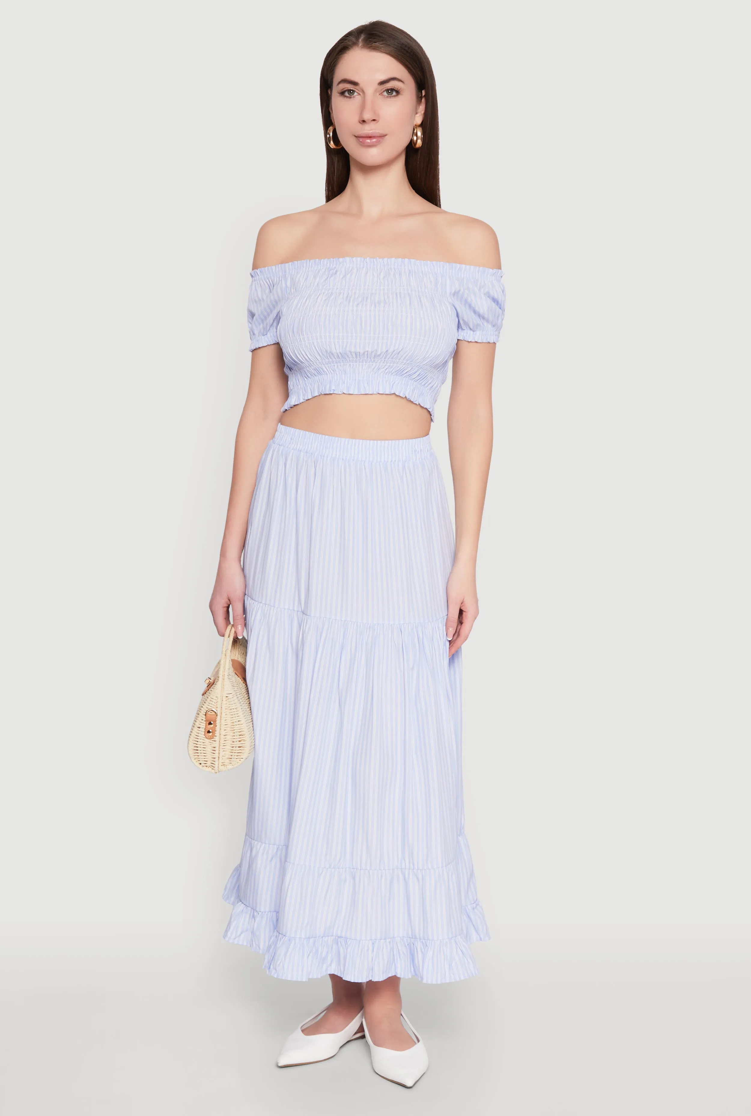 Almost Famous Pinstripe Tiered Skirt sold by Rainbow product image thumbnail 2