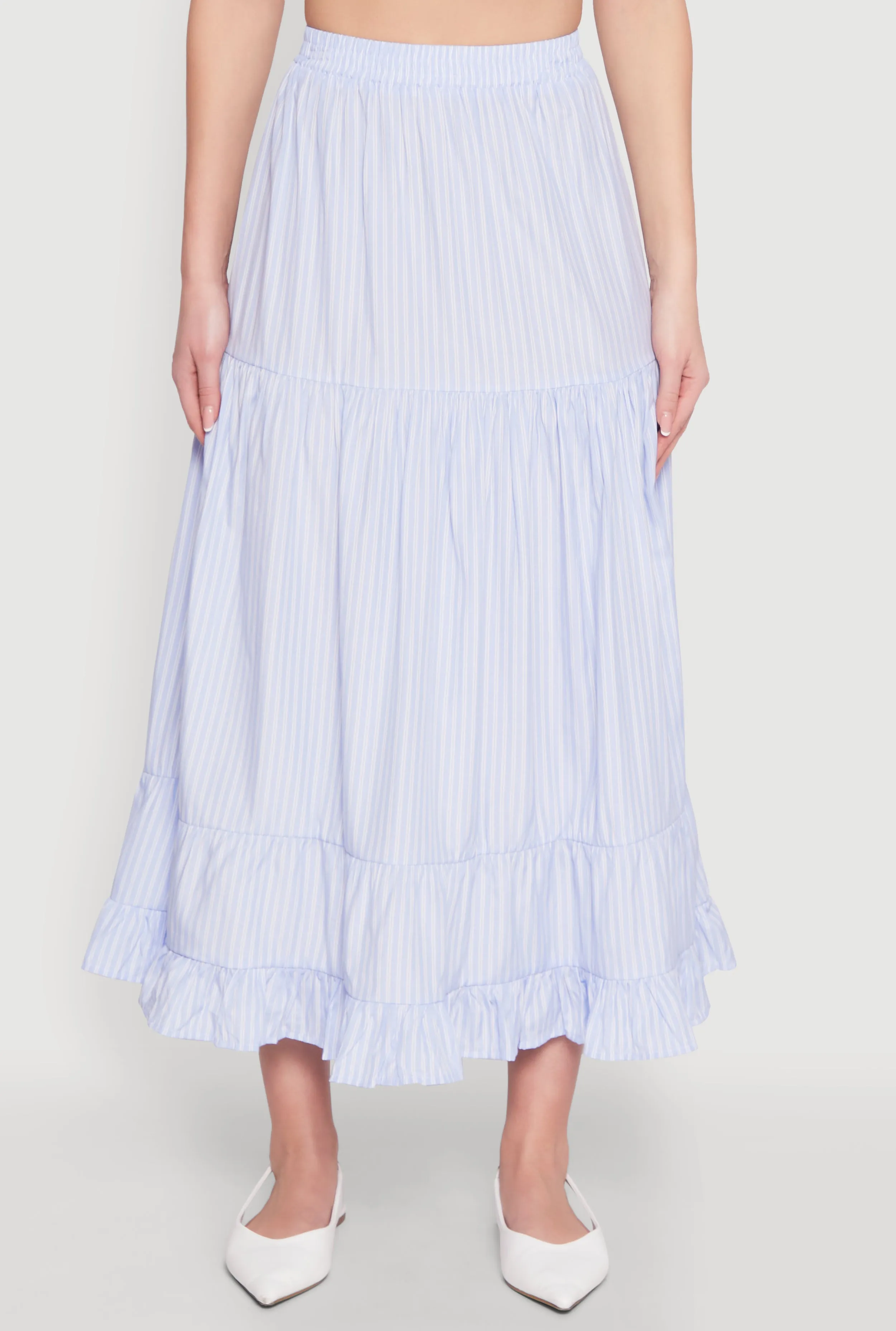 Almost Famous Pinstripe Tiered Skirt sold by Rainbow product image thumbnail 3