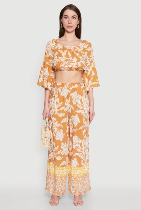 High Waisted Printed Pattern Palazzo Pants sold by Rainbow
