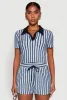 Striped Collared Crop Top sold by Rainbow