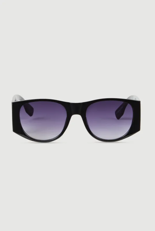 Metallic Cut Out Arm Ombre Lens Sunglasses sold by Rainbow
