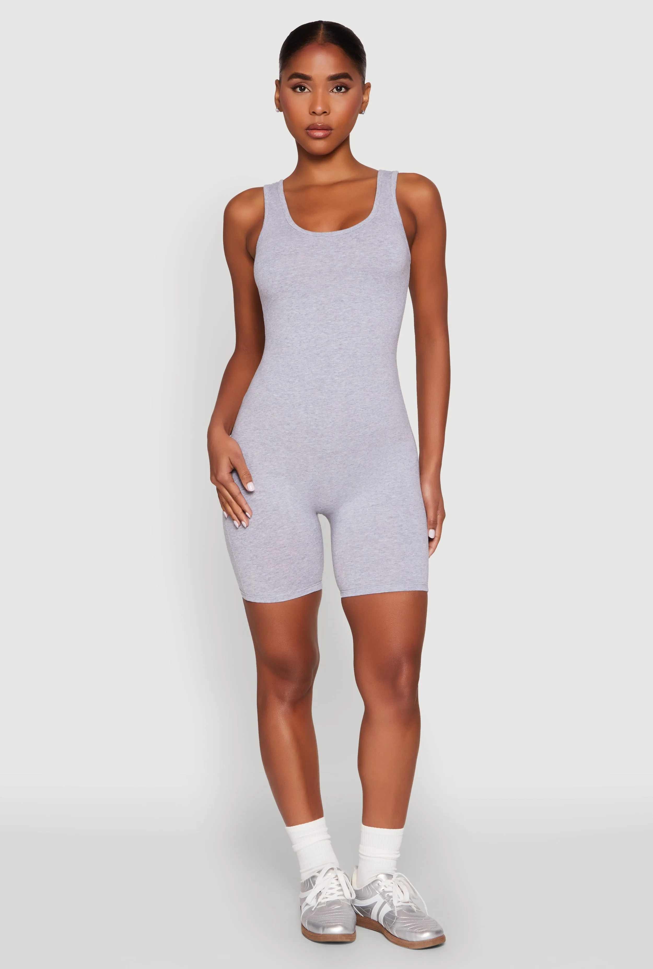 Scoop Neck Tank Biker Romper sold by Rainbow