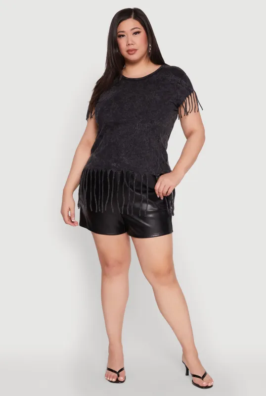 Plus Size Fringe Trim Tee sold by Rainbow