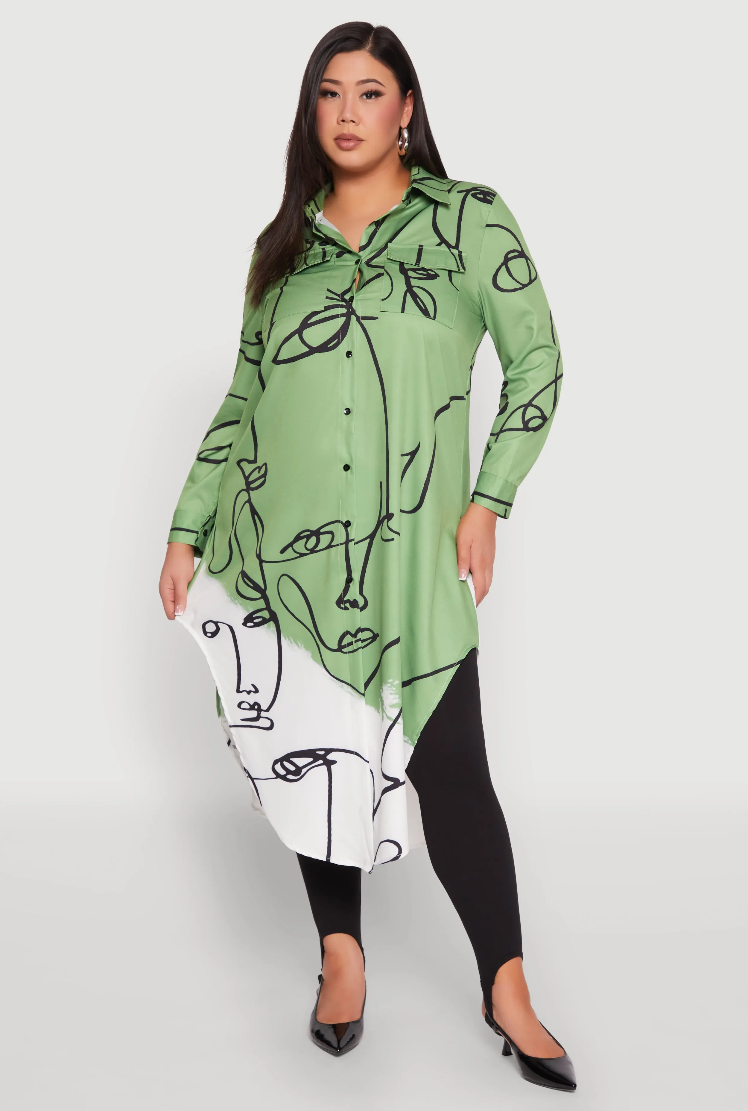 Plus Size Abstract Faces Button Front Maxi Top sold by Rainbow product image thumbnail 2