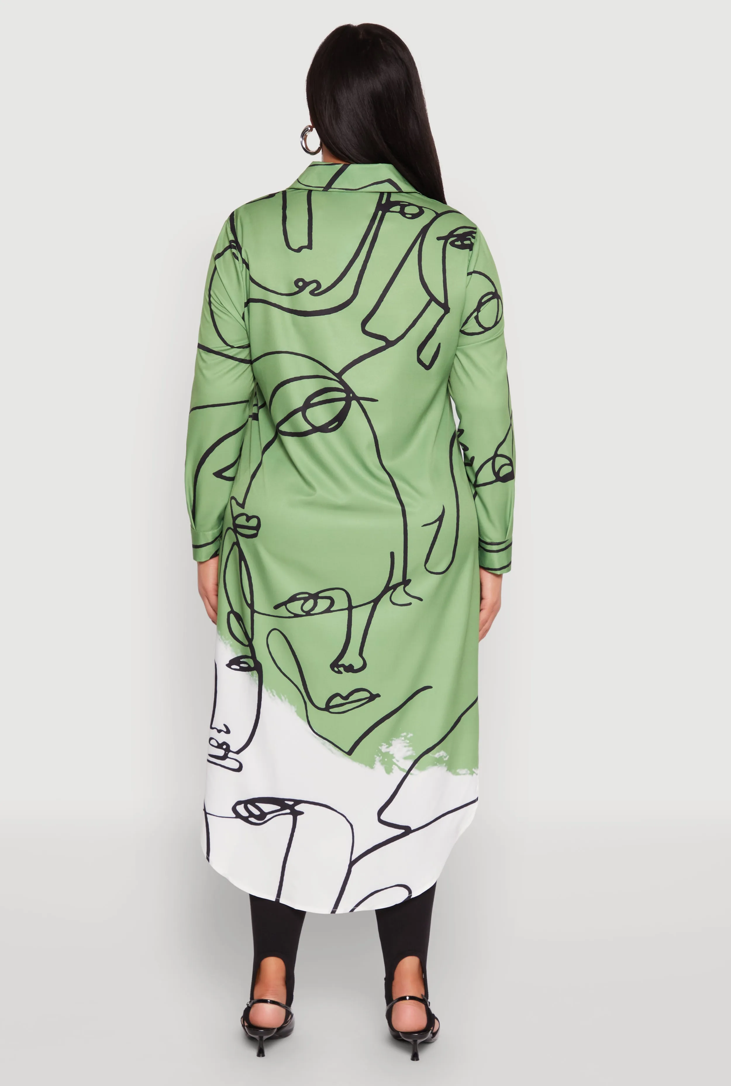 Plus Size Abstract Faces Button Front Maxi Top sold by Rainbow product image thumbnail 5