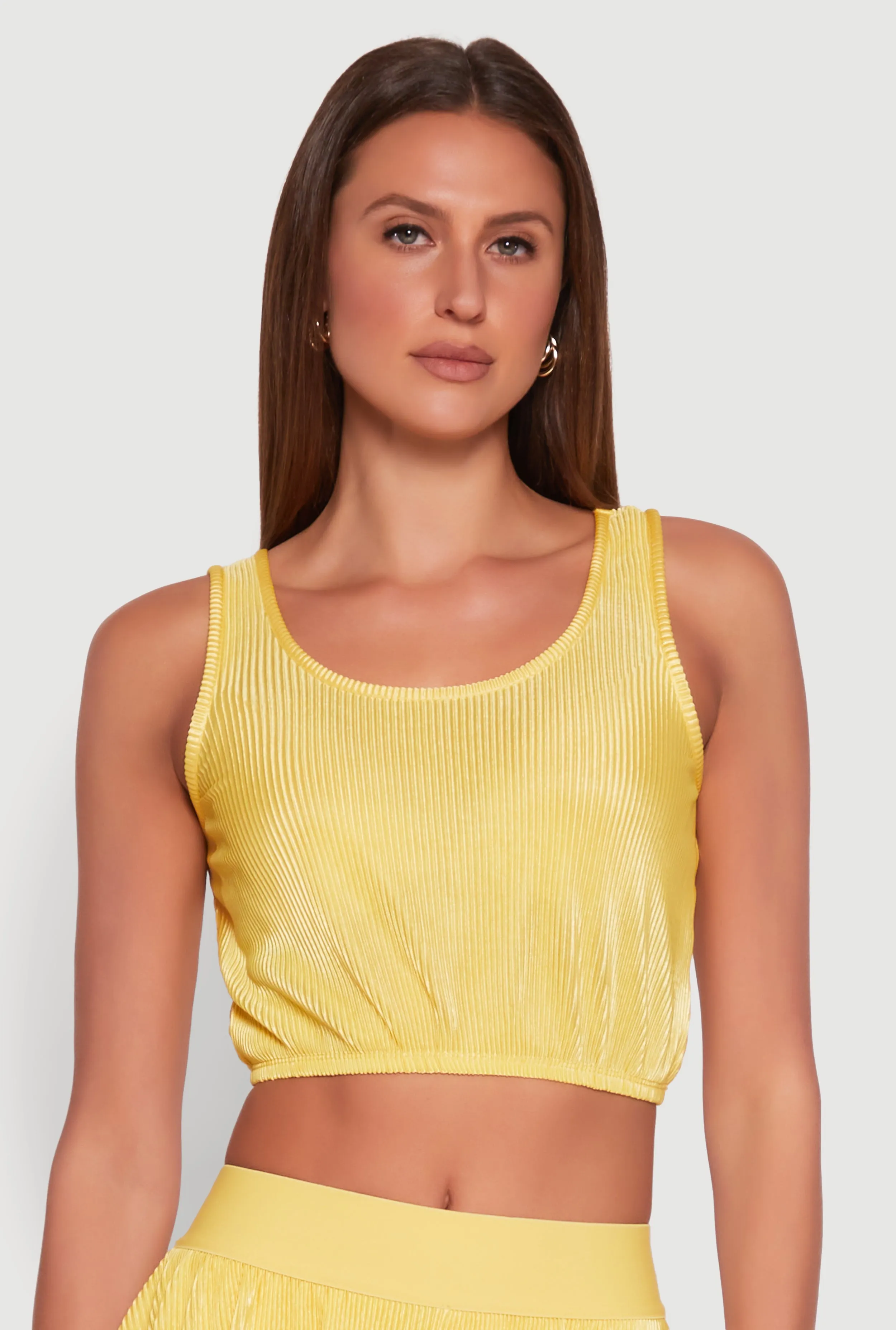 Almost Famous Plisse Cropped Tank Top sold by Rainbow