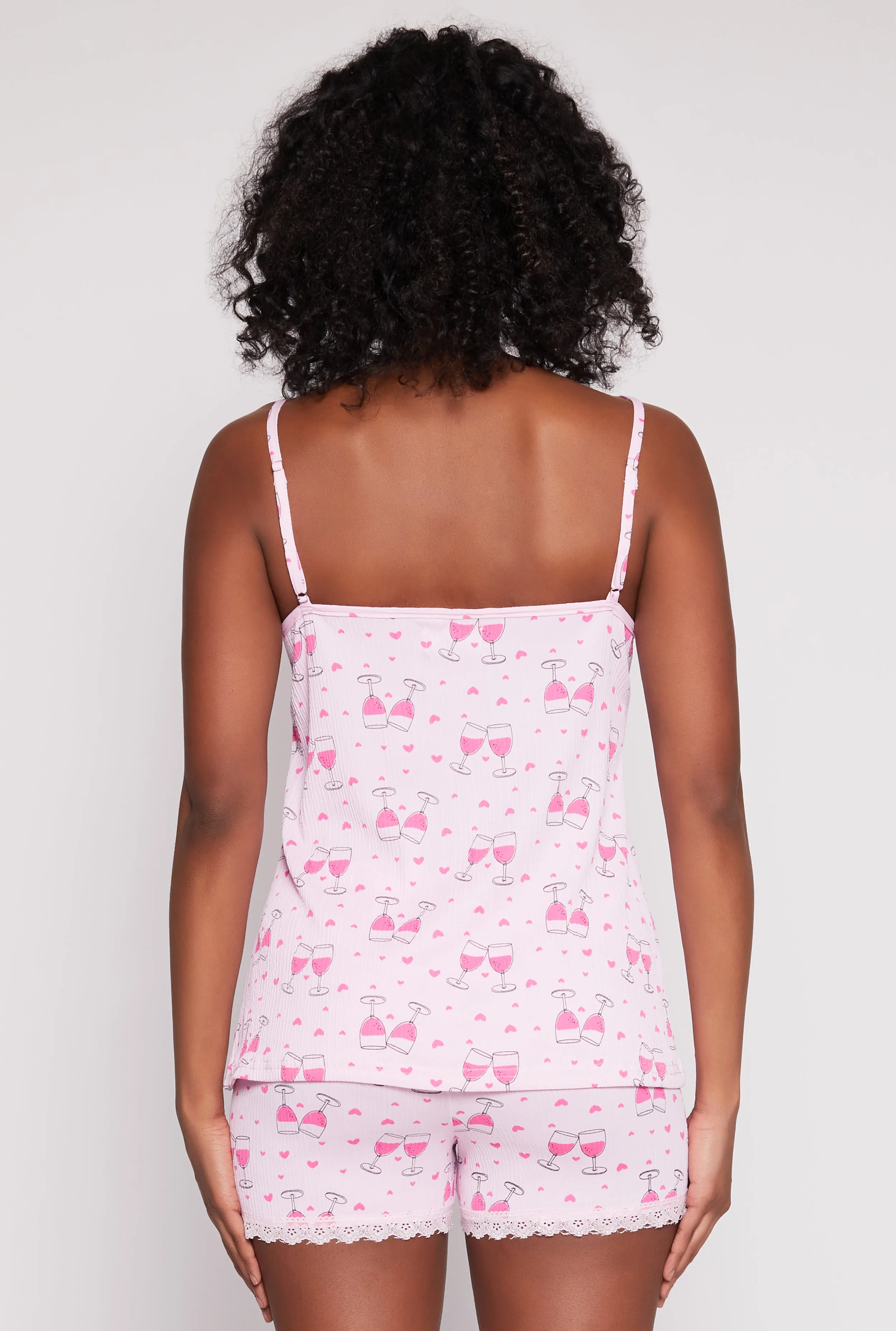Wine Glass Heart Print Pajama Cami and Pants sold by Rainbow product image thumbnail 2