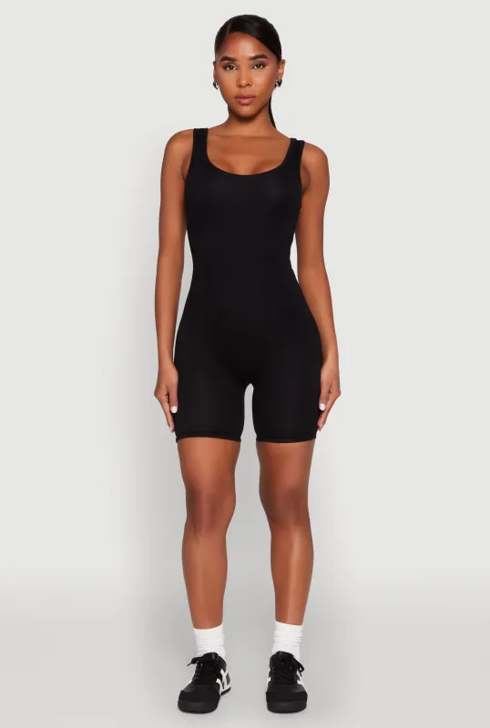 Scoop Neck Tank Biker Romper sold by Rainbow