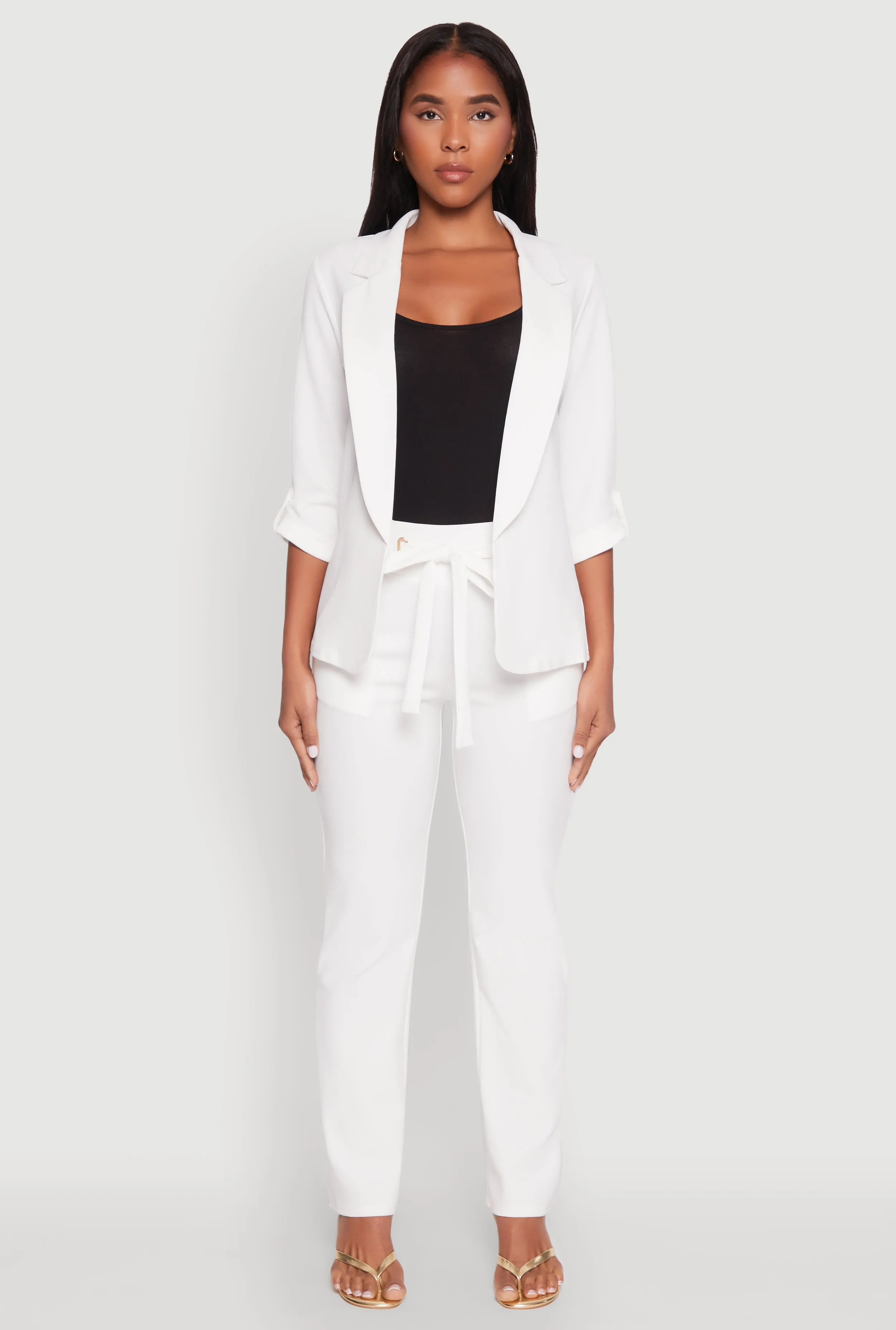 Tabbed Roll Sleeve Lapel Collar Blazer sold by Rainbow product image thumbnail 3