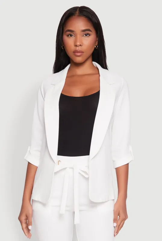 Tabbed Roll Sleeve Lapel Collar Blazer sold by Rainbow