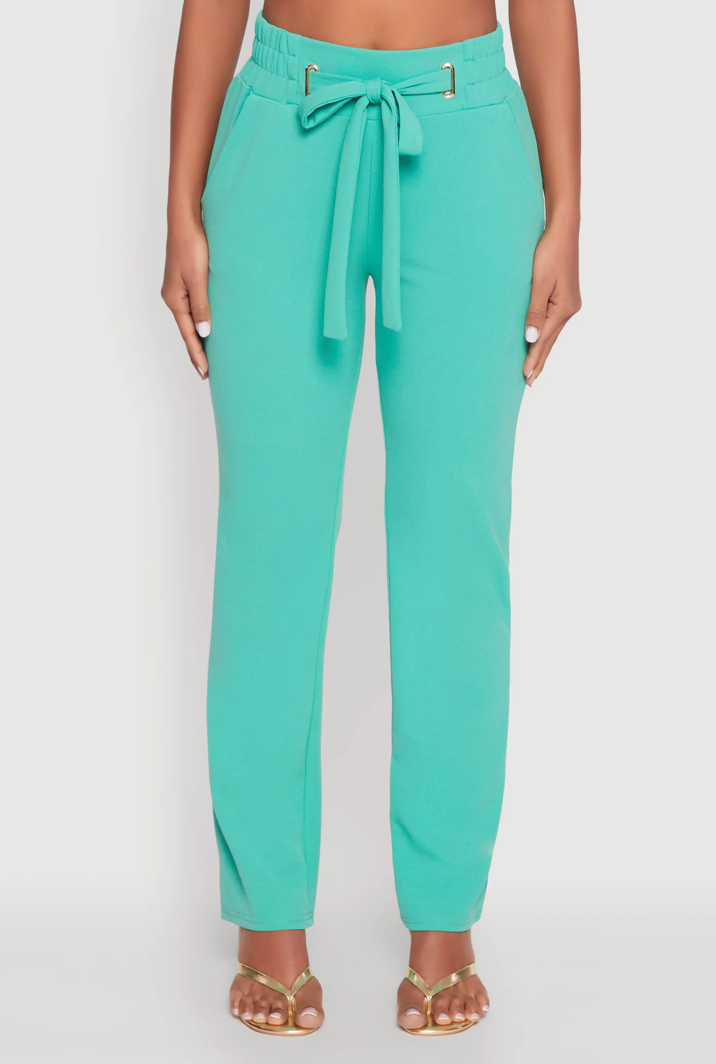 Crepe Knit Tie Front Dress Pants sold by Rainbow product image thumbnail 3