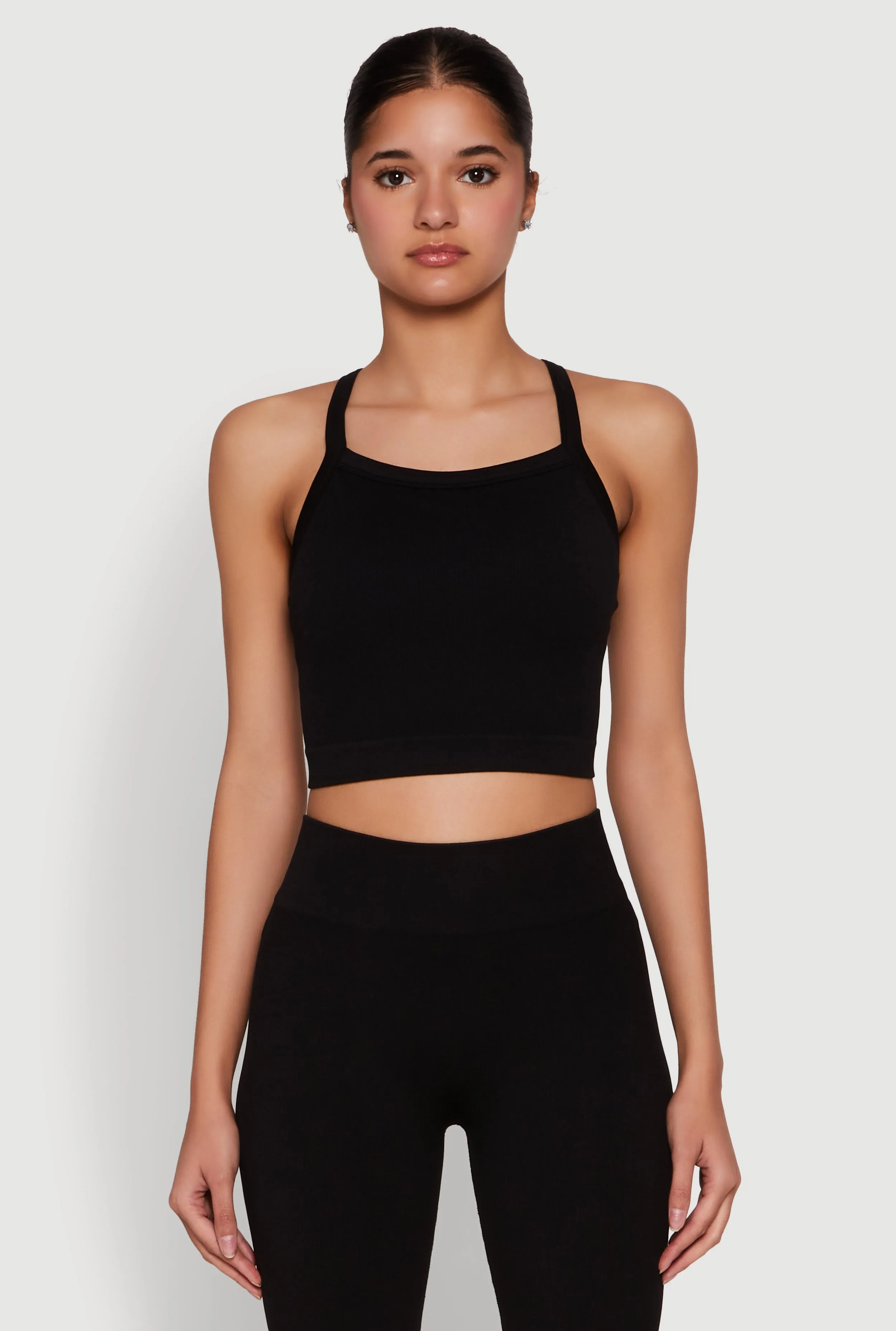 Criss Cross Caged Back Cropped Cami sold by Rainbow