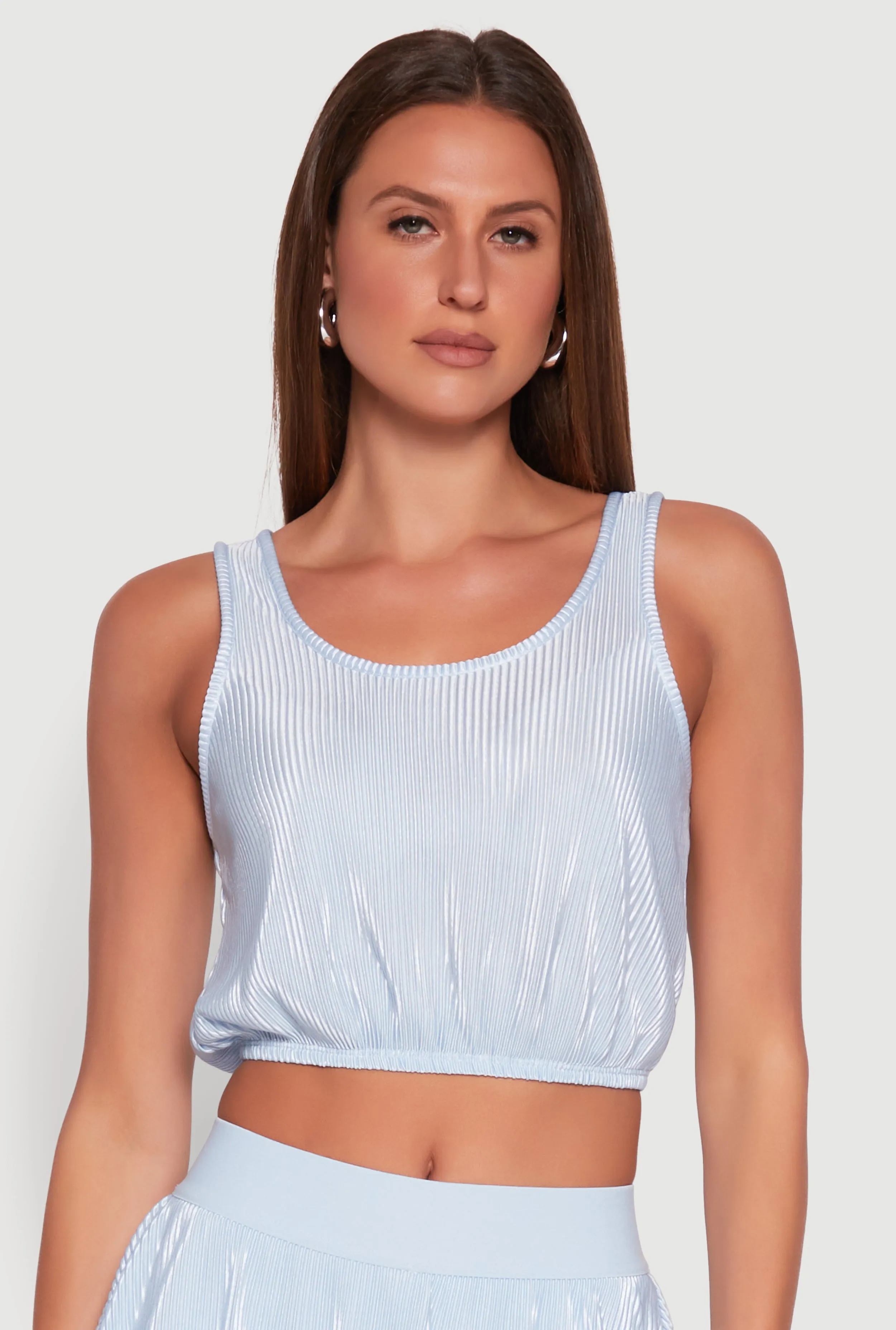 Almost Famous Plisse Cropped Tank Top sold by Rainbow