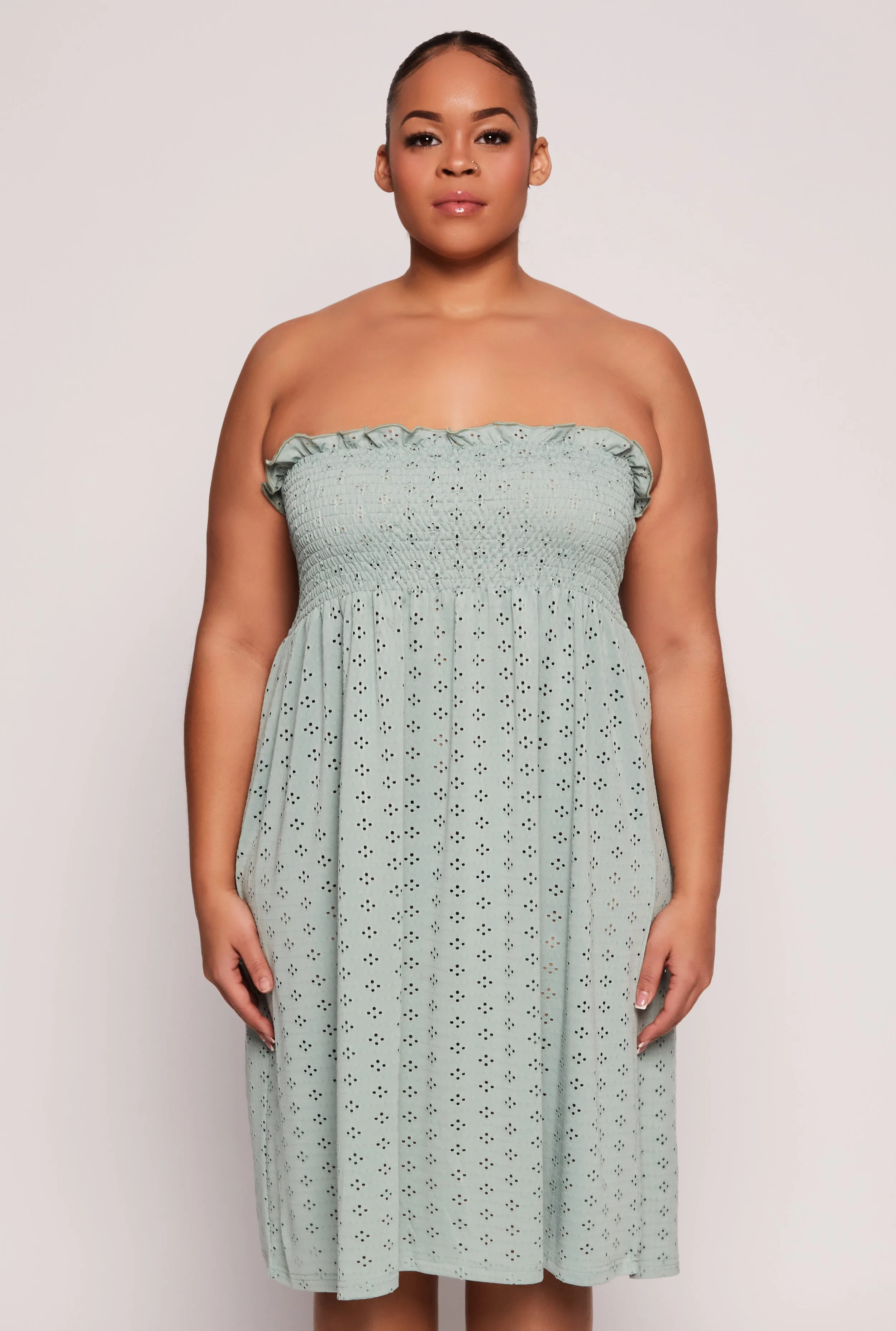 Plus Size Eyelet Strapless Sleep Dress sold by Rainbow