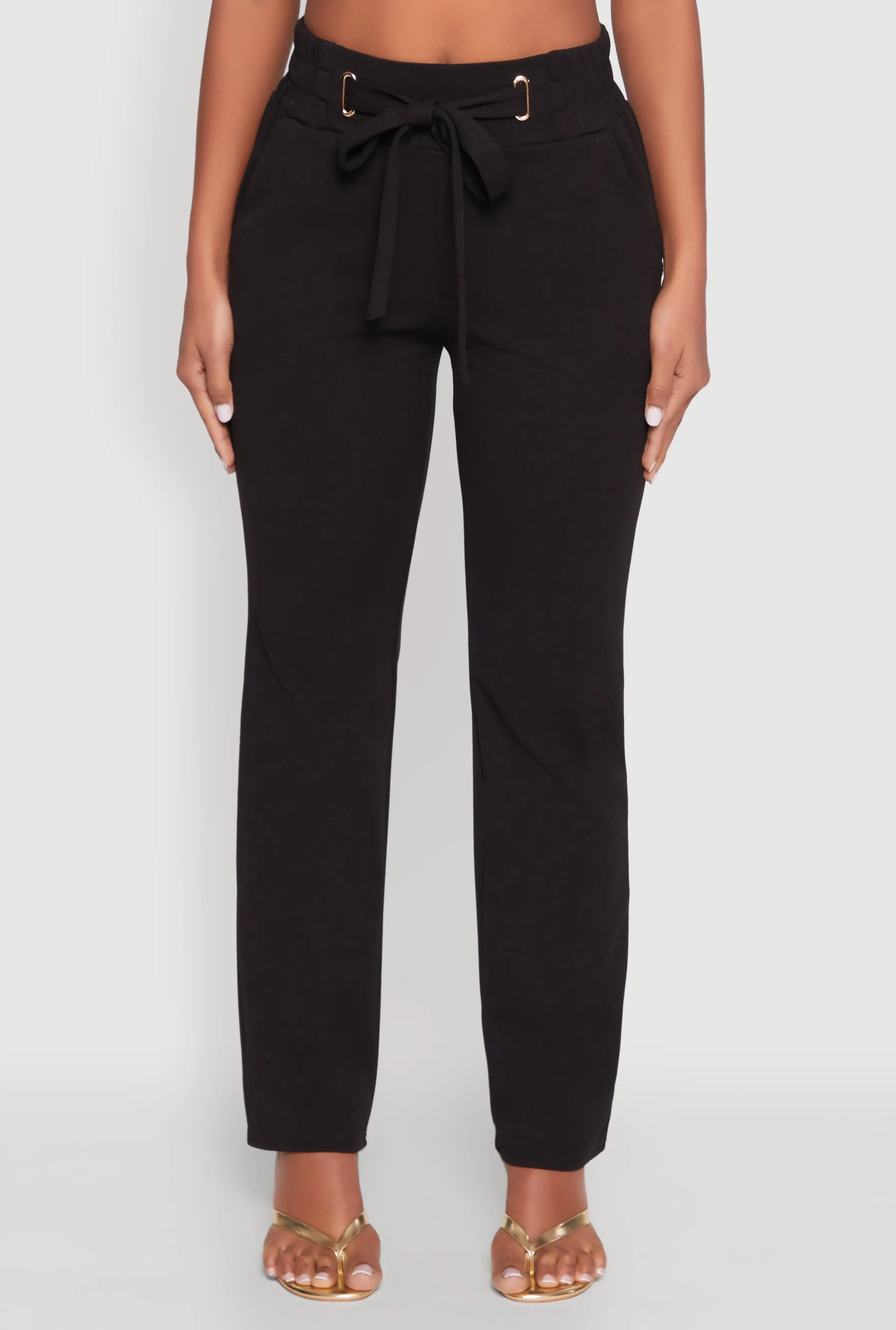 Crepe Knit Tie Front Dress Pants sold by Rainbow product image thumbnail 3