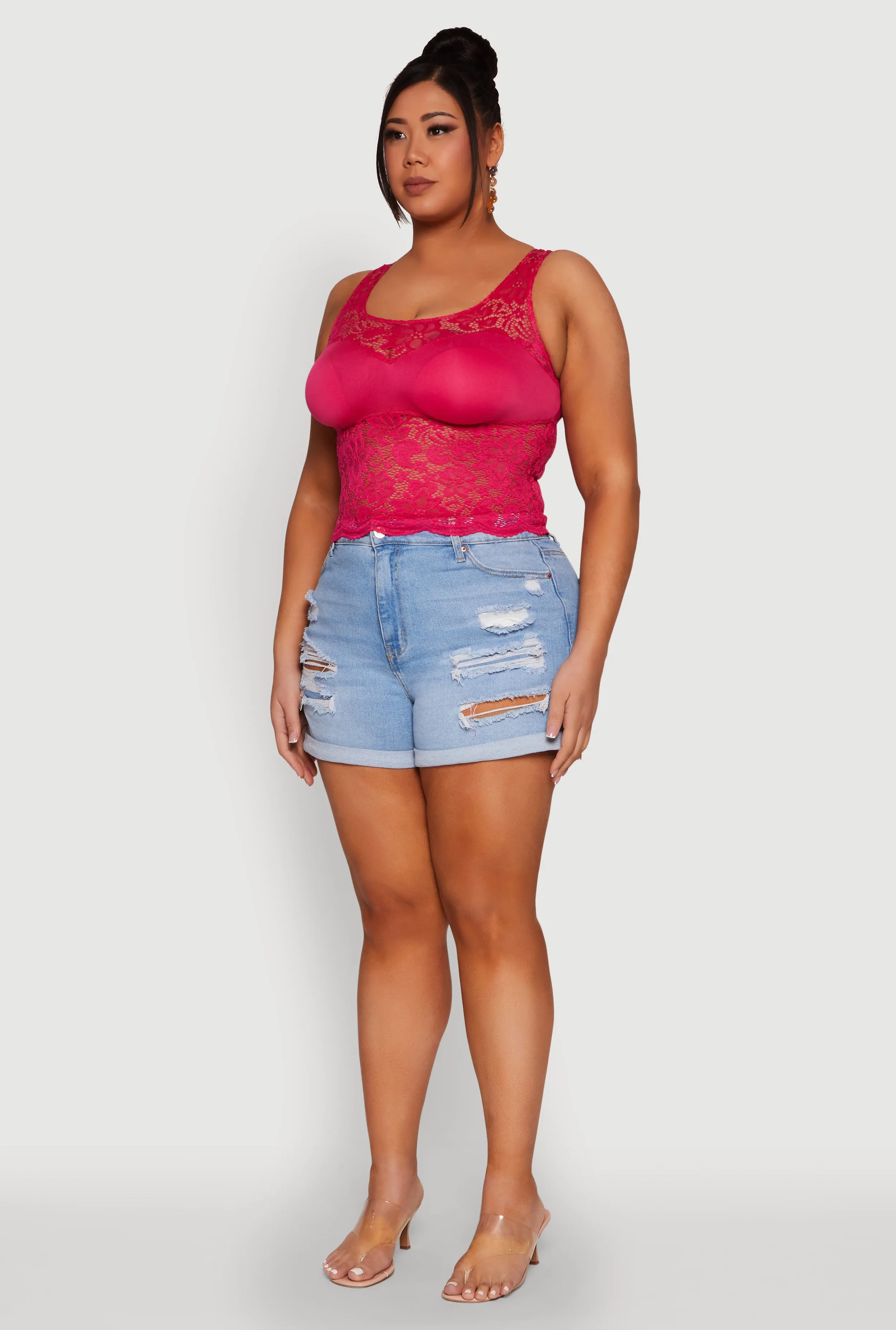 Plus Size Floral Lace Scoop Neck Tank Top sold by Rainbow product image thumbnail 5