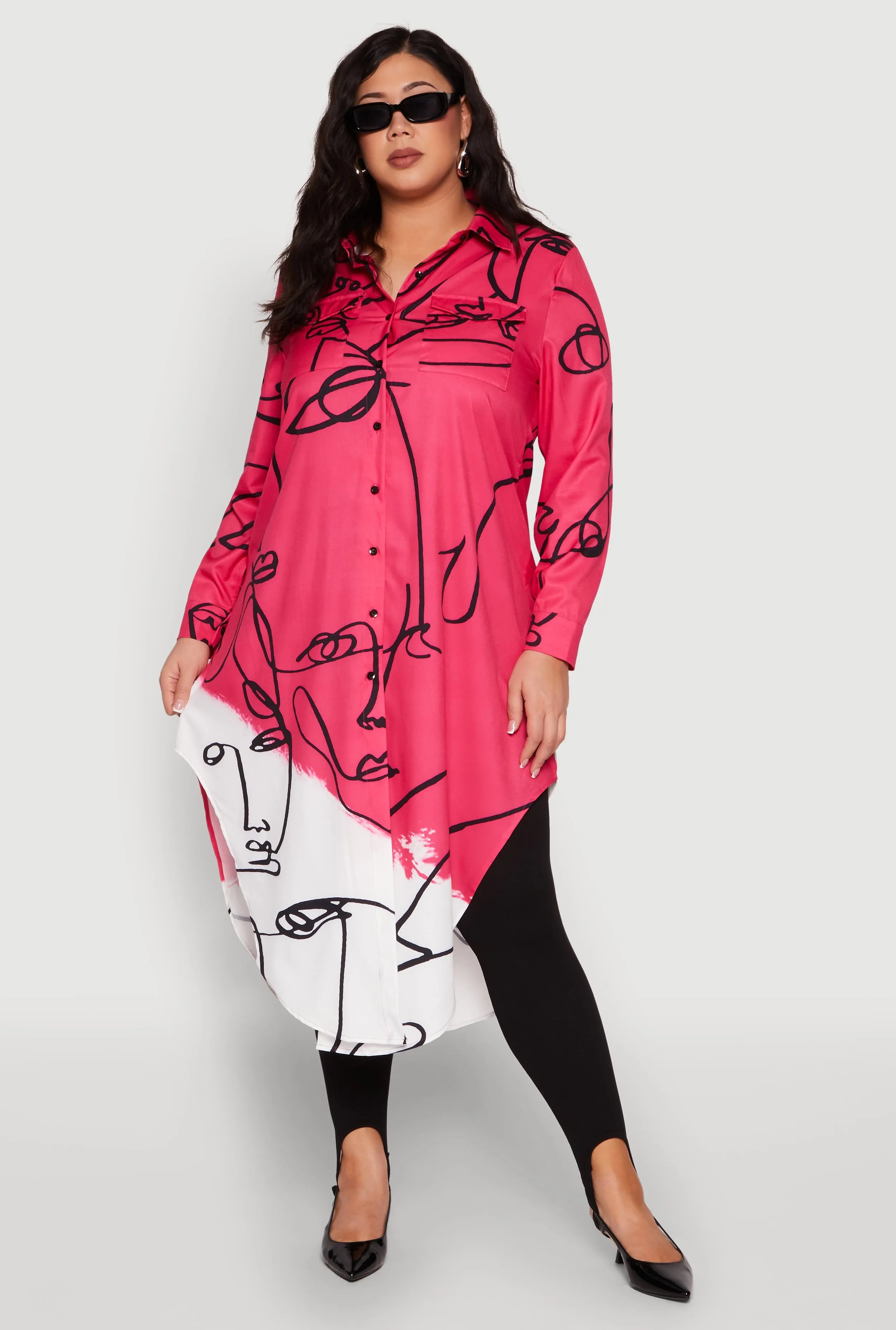 Plus Size Abstract Faces Button Front Maxi Top sold by Rainbow product image thumbnail 2