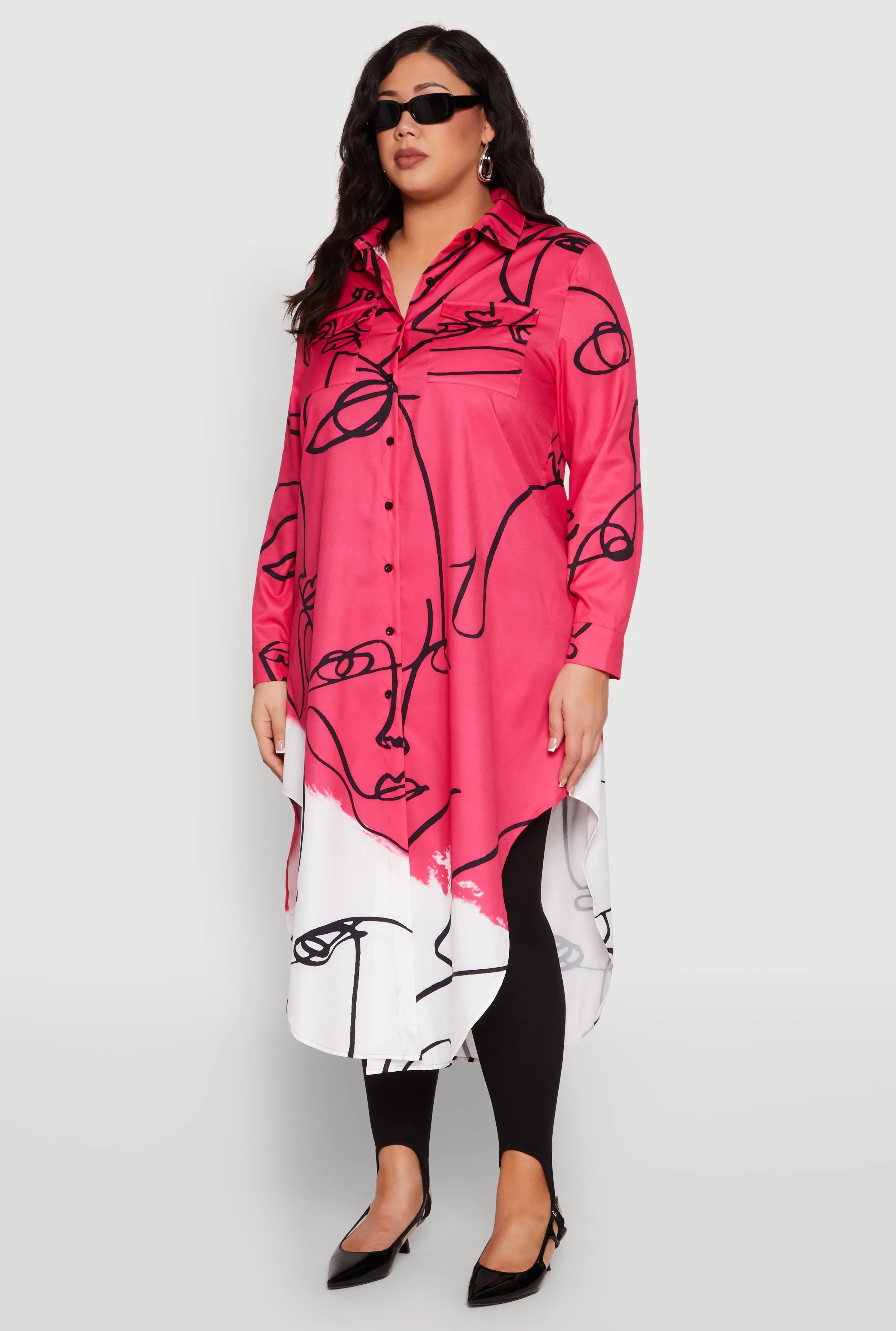 Plus Size Abstract Faces Button Front Maxi Top sold by Rainbow product image thumbnail 3