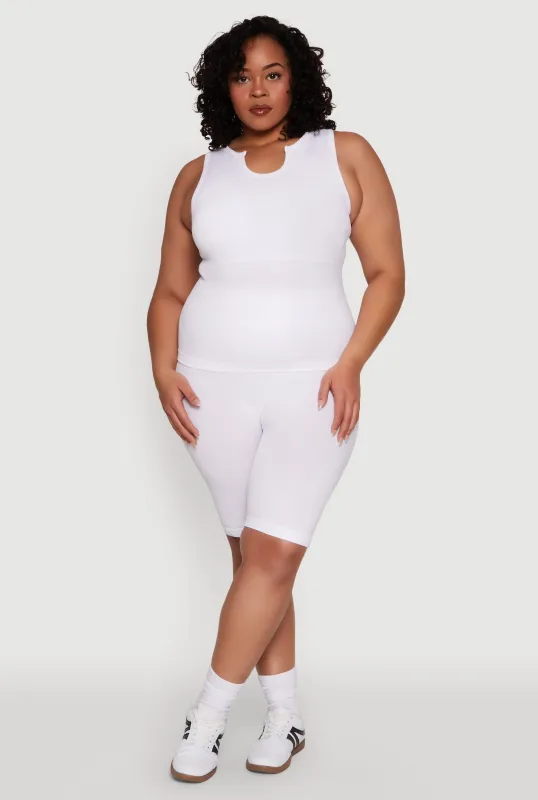 Plus Size Seamless Rib Knit Biker Shorts sold by Rainbow