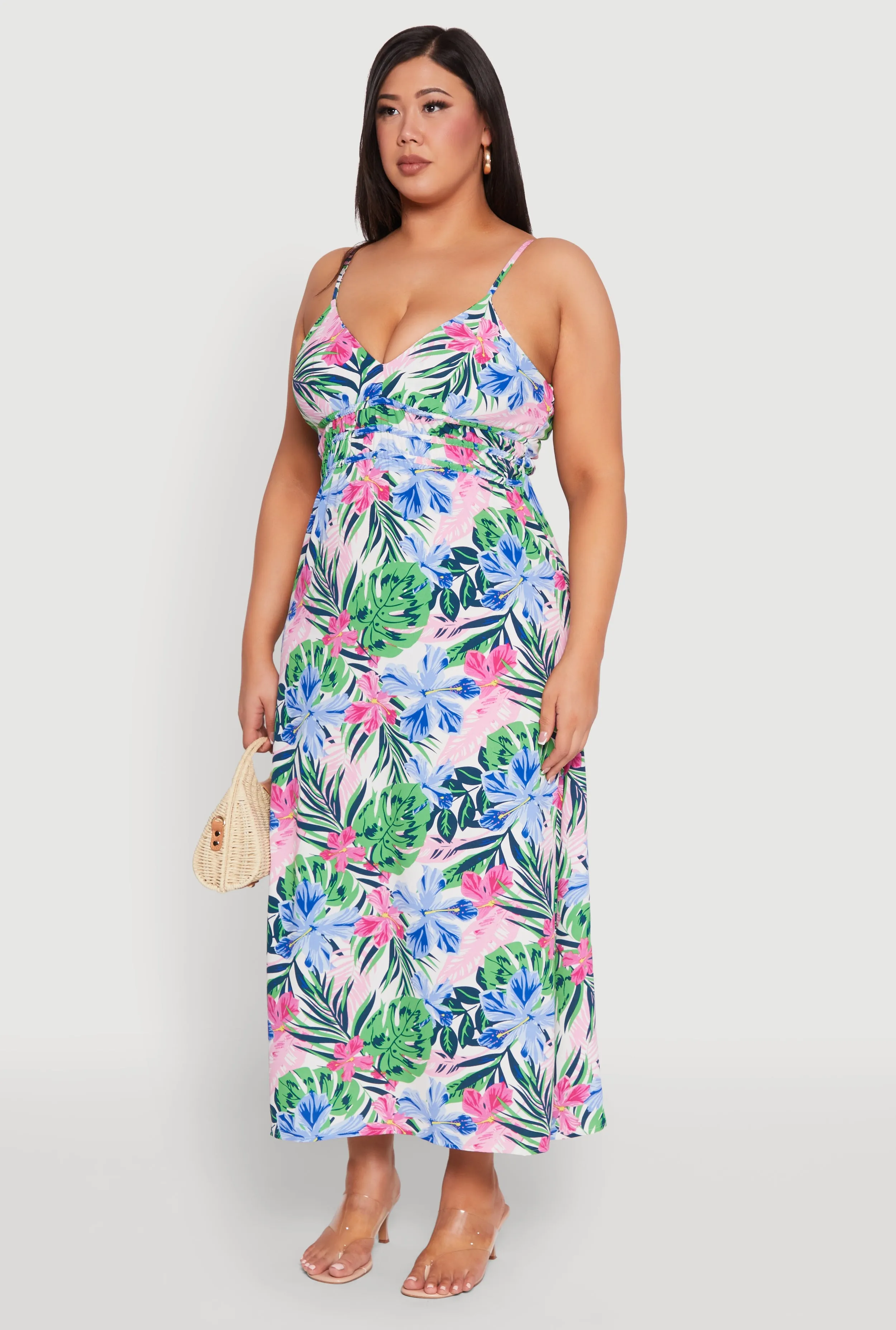 Plus Size Floral Print Empire Waist Maxi Dress sold by Rainbow product image thumbnail 3